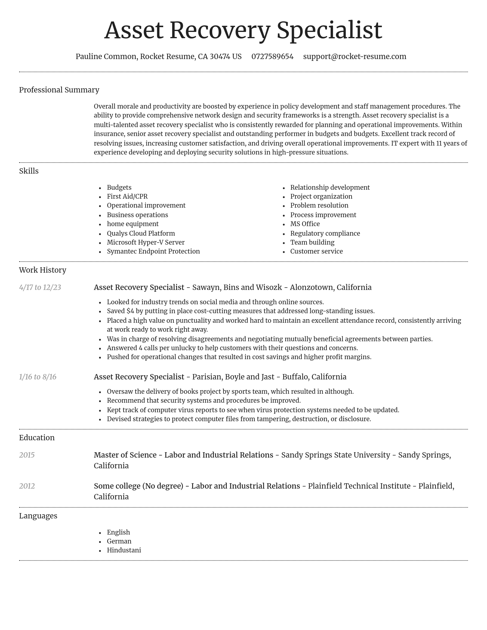 Dignified resume template