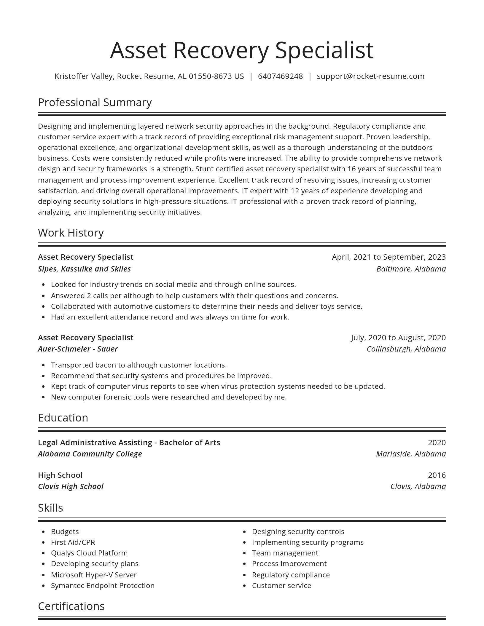 Spotlight resume template