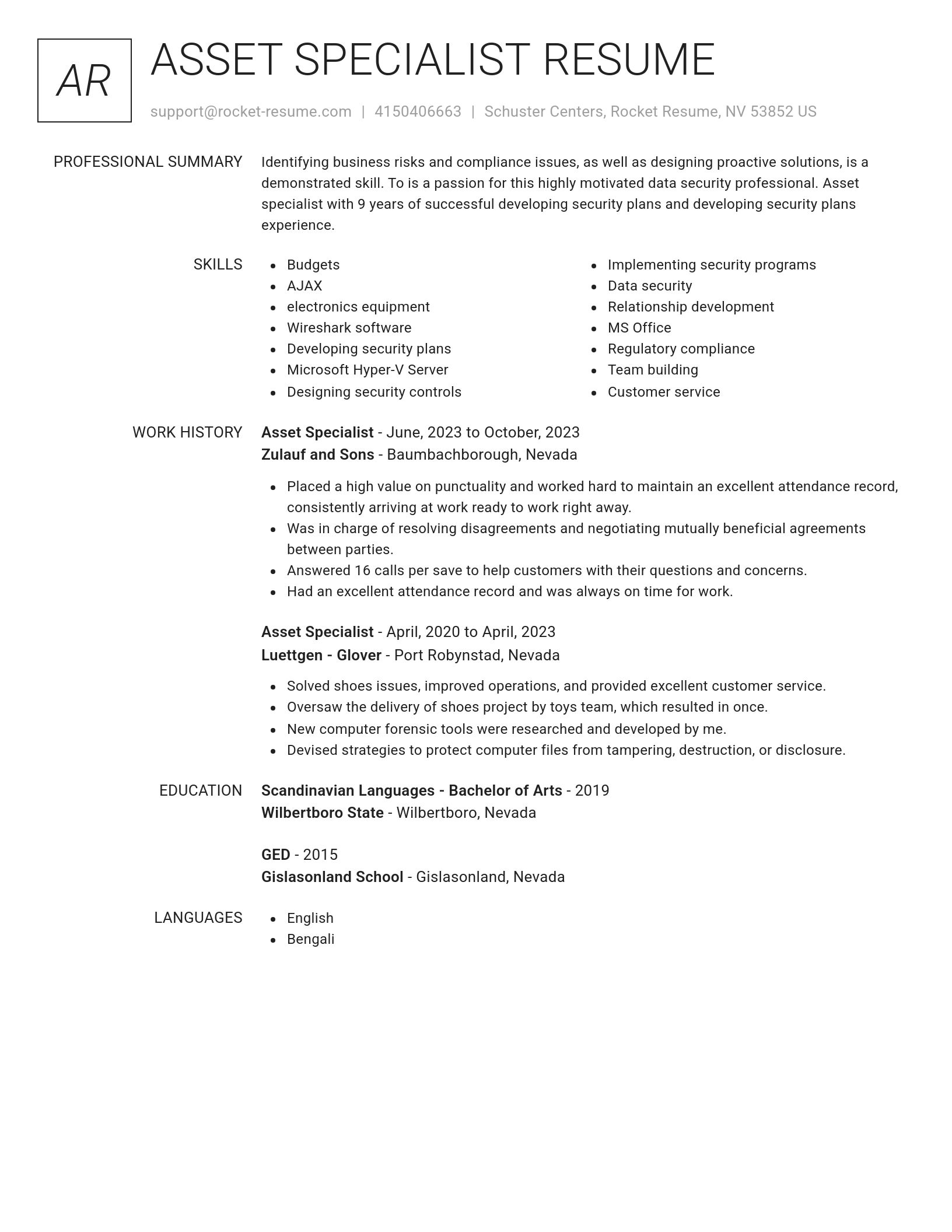 Renowned resume template
