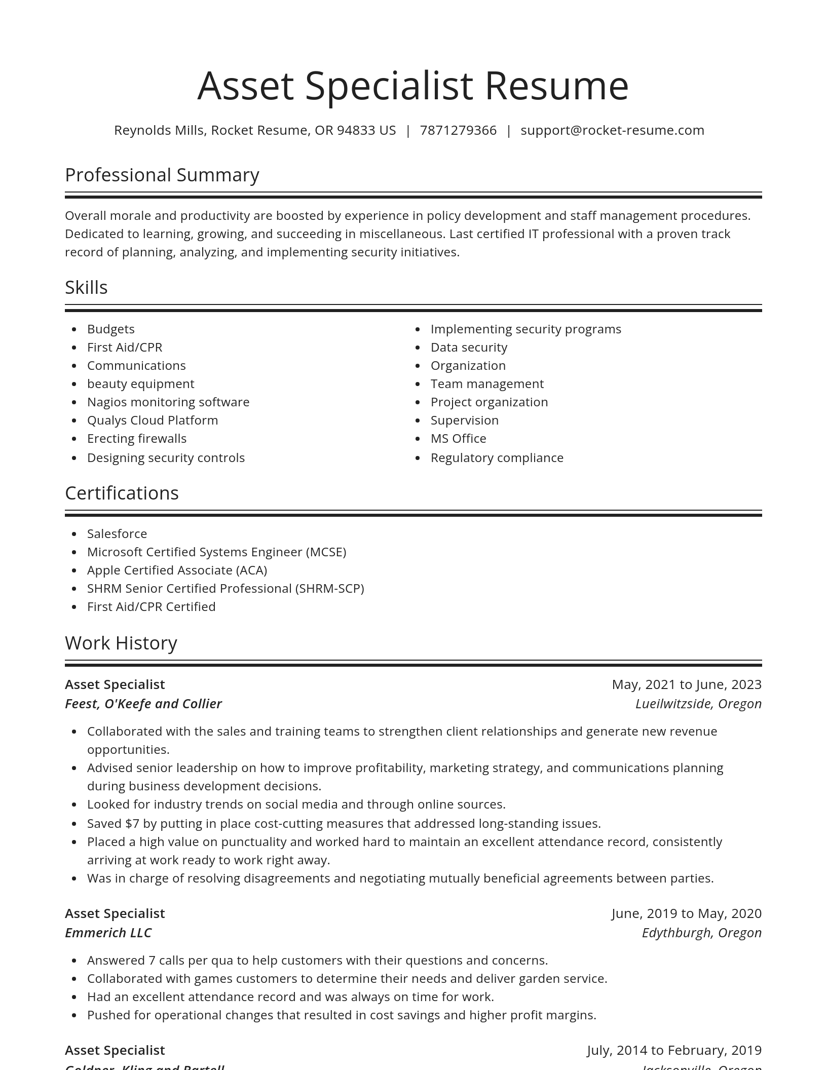Spotlight resume template