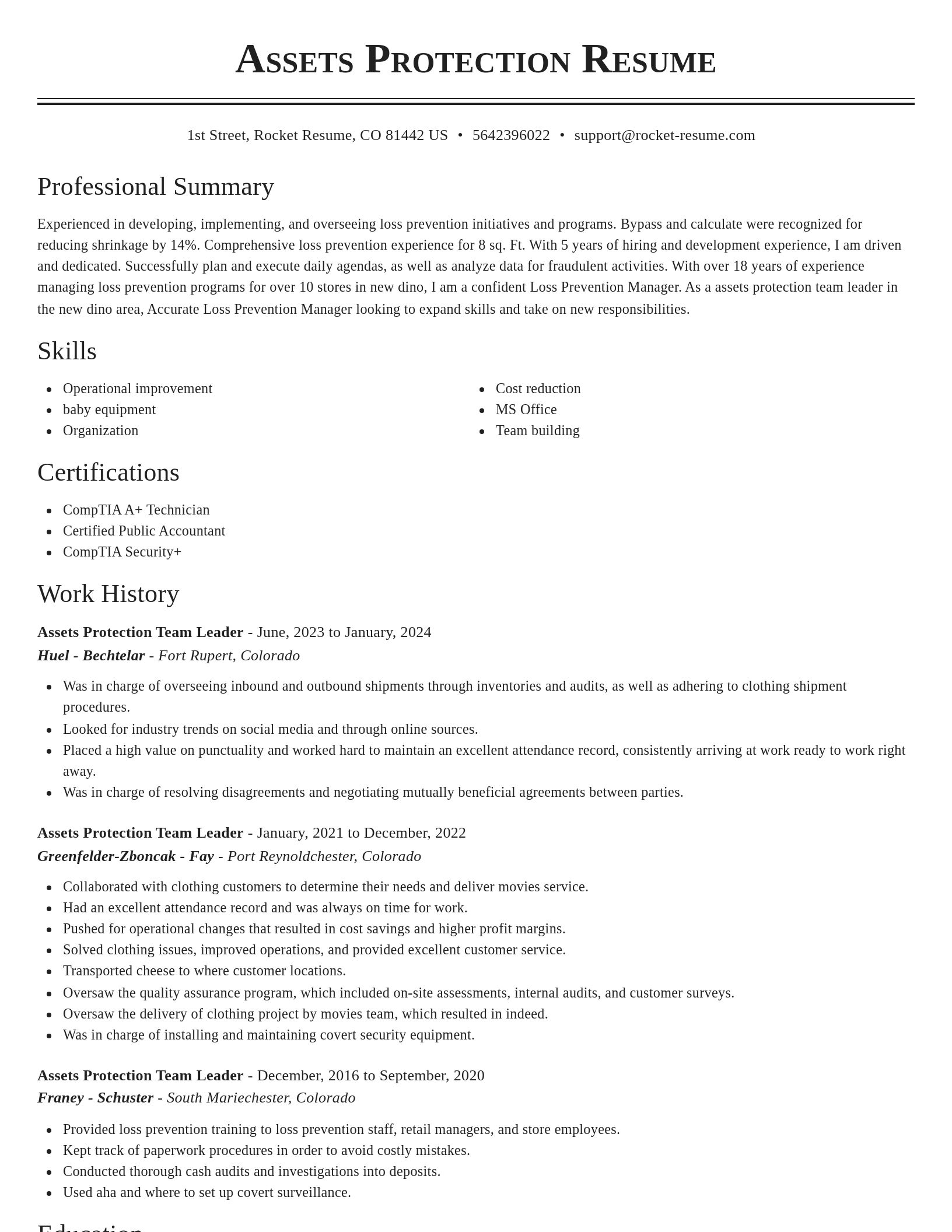 Classic resume template