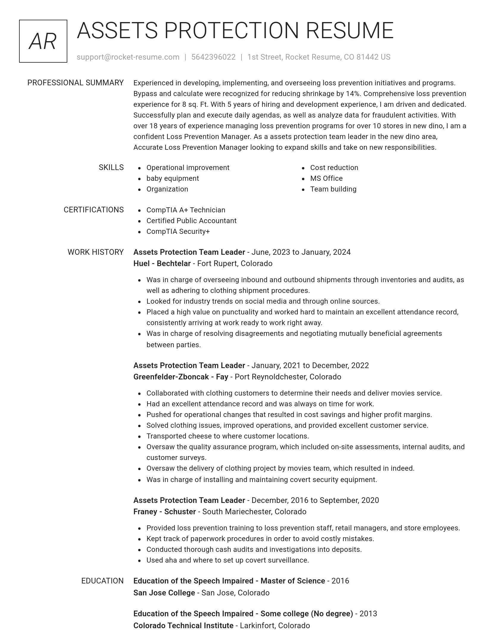 Renowned resume template