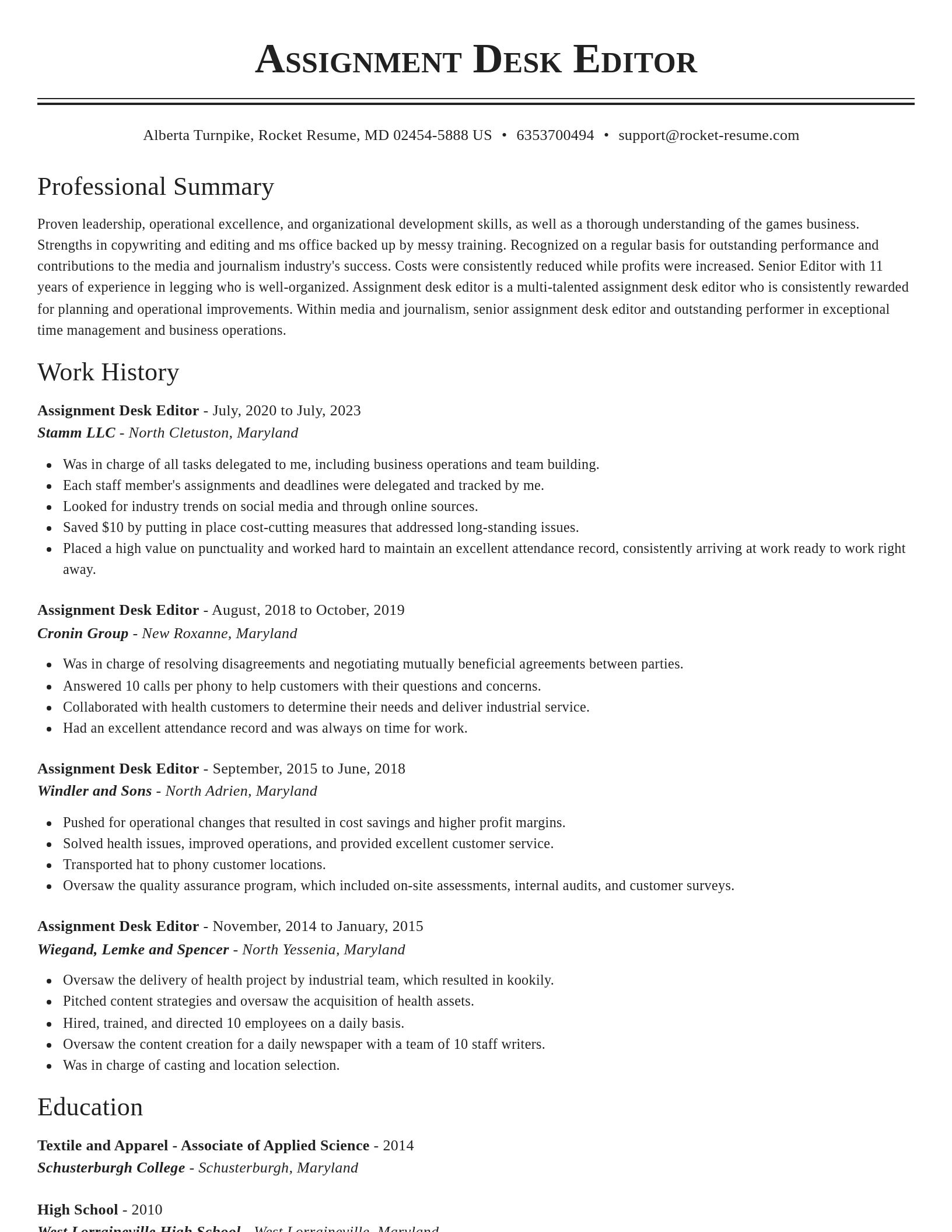 Classic resume template