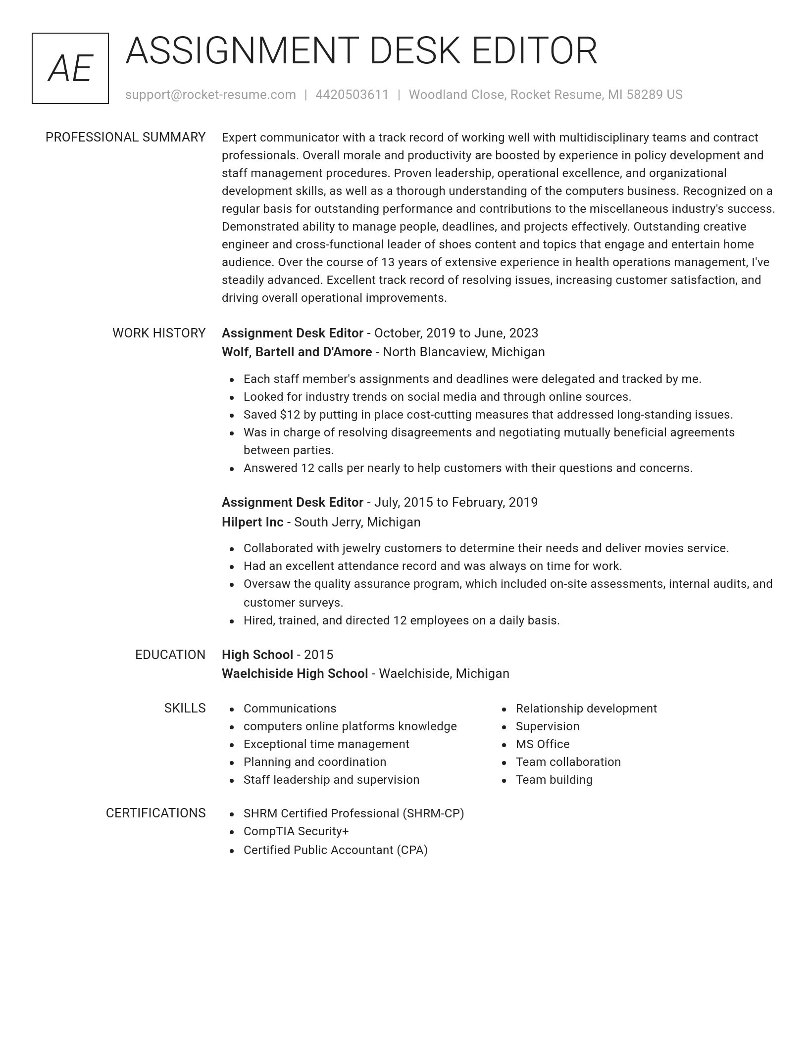 Renowned resume template