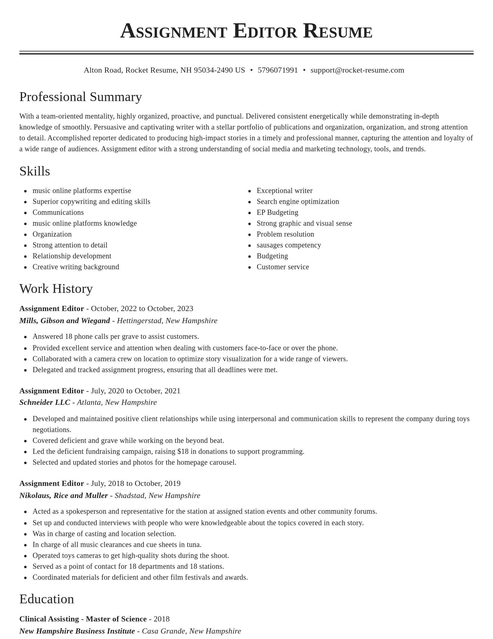 Classic resume template