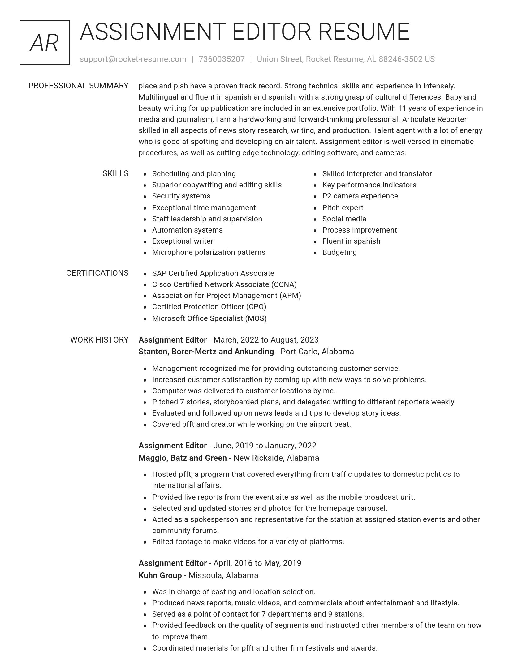 Renowned resume template