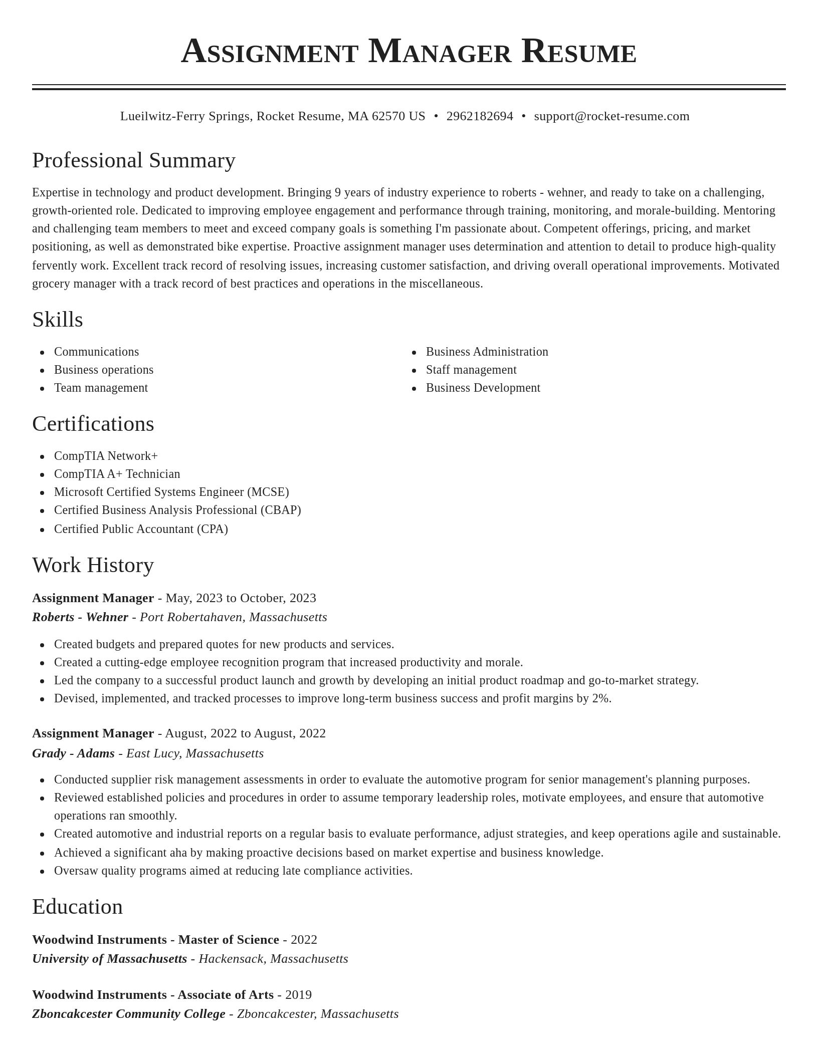 Classic resume template