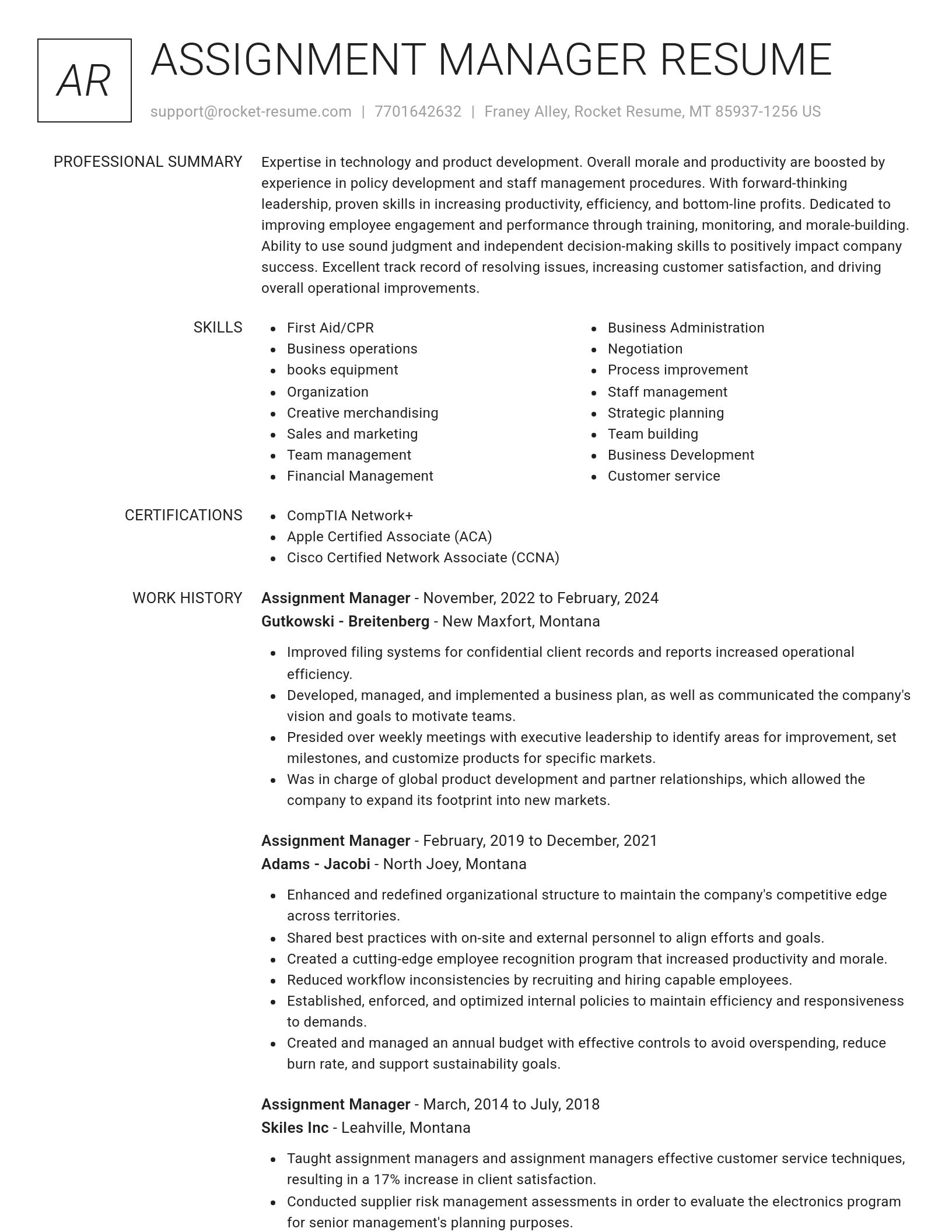 Renowned resume template