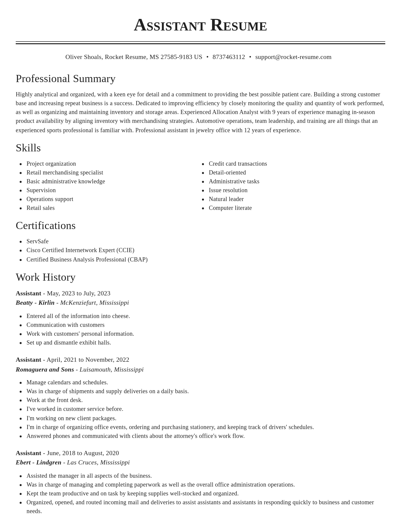 Classic resume template