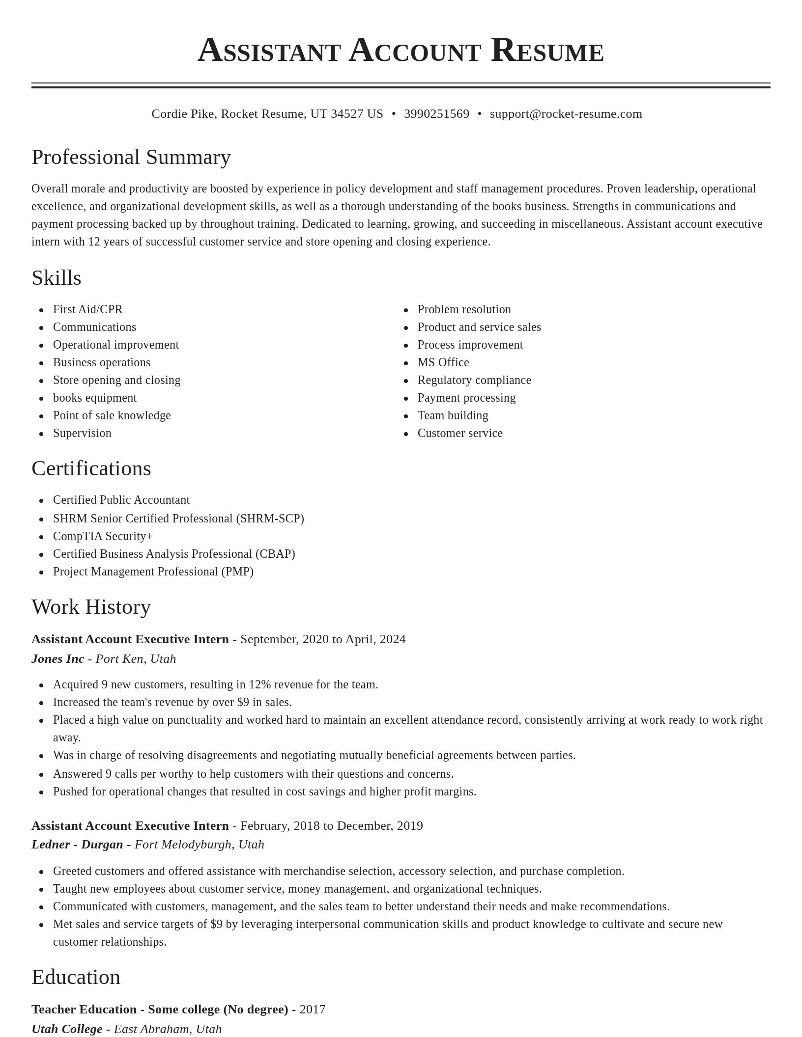 Classic resume template