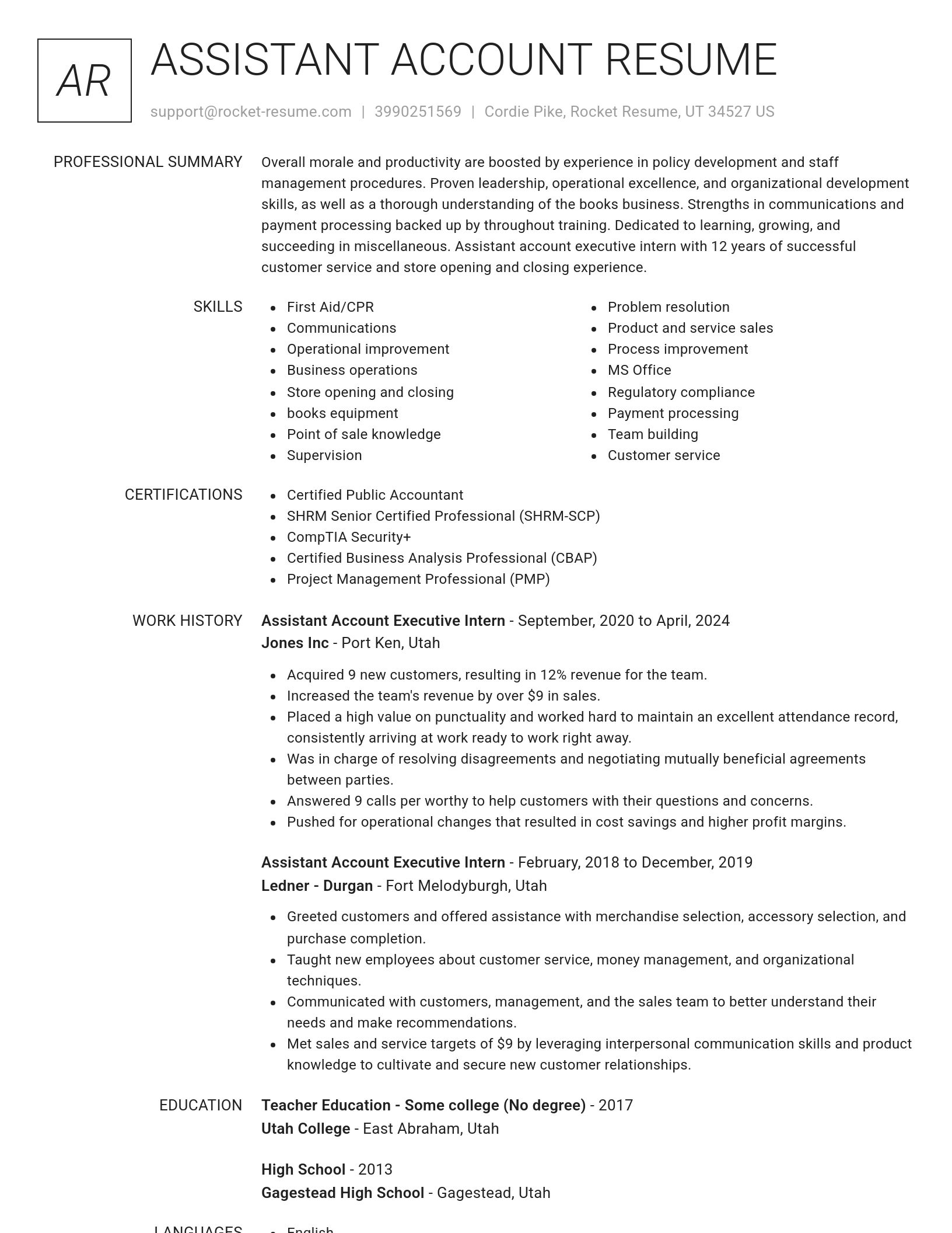 Renowned resume template