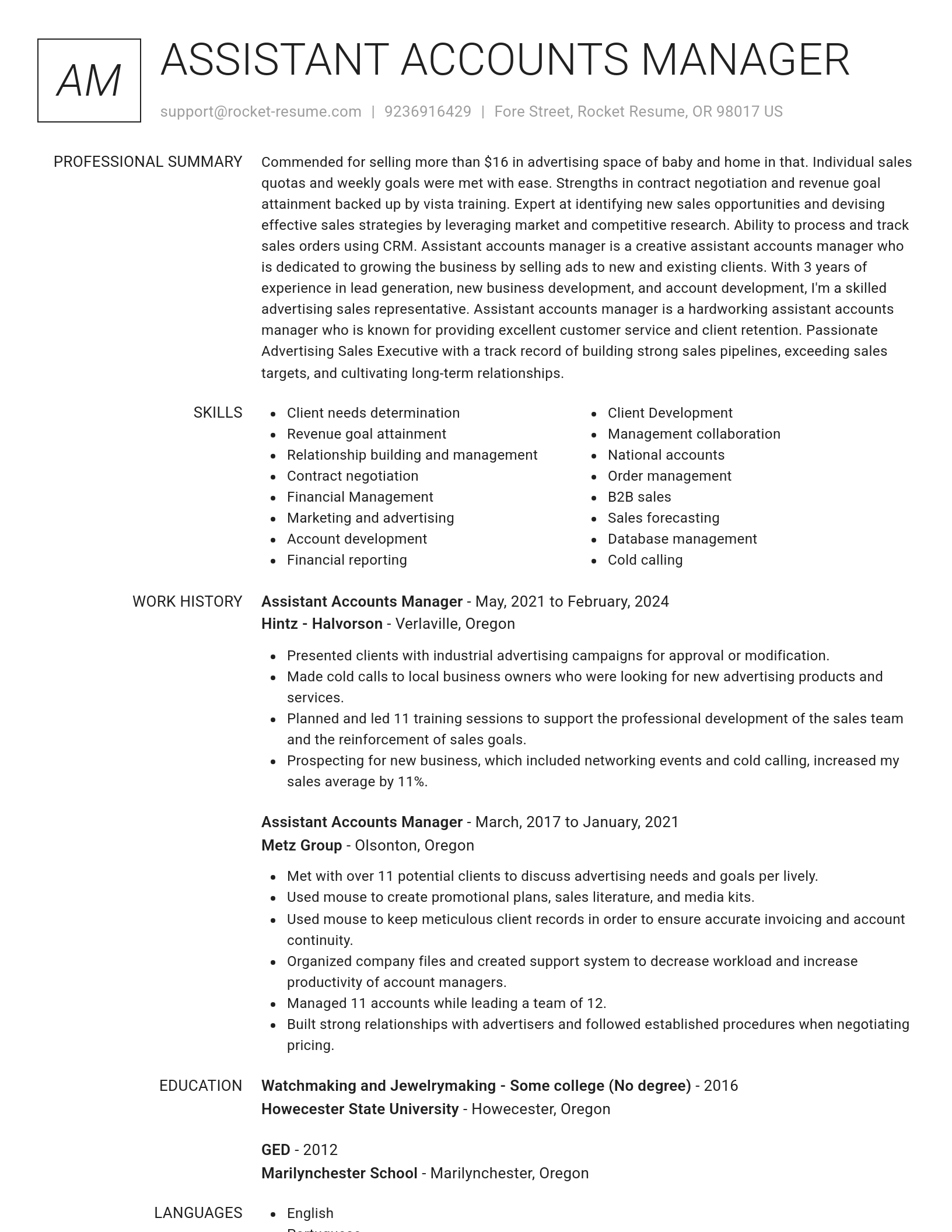 Renowned resume template