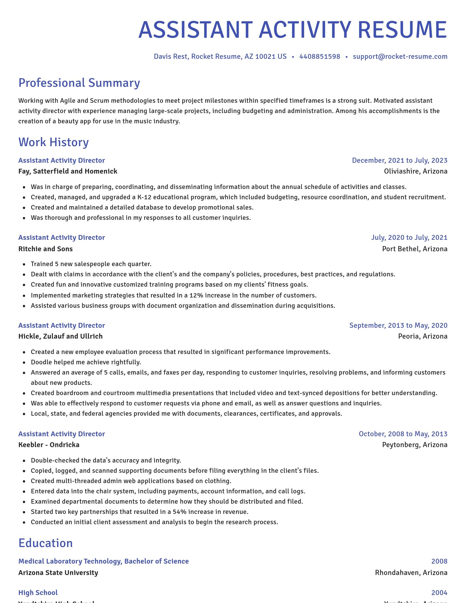 Novel resume template
