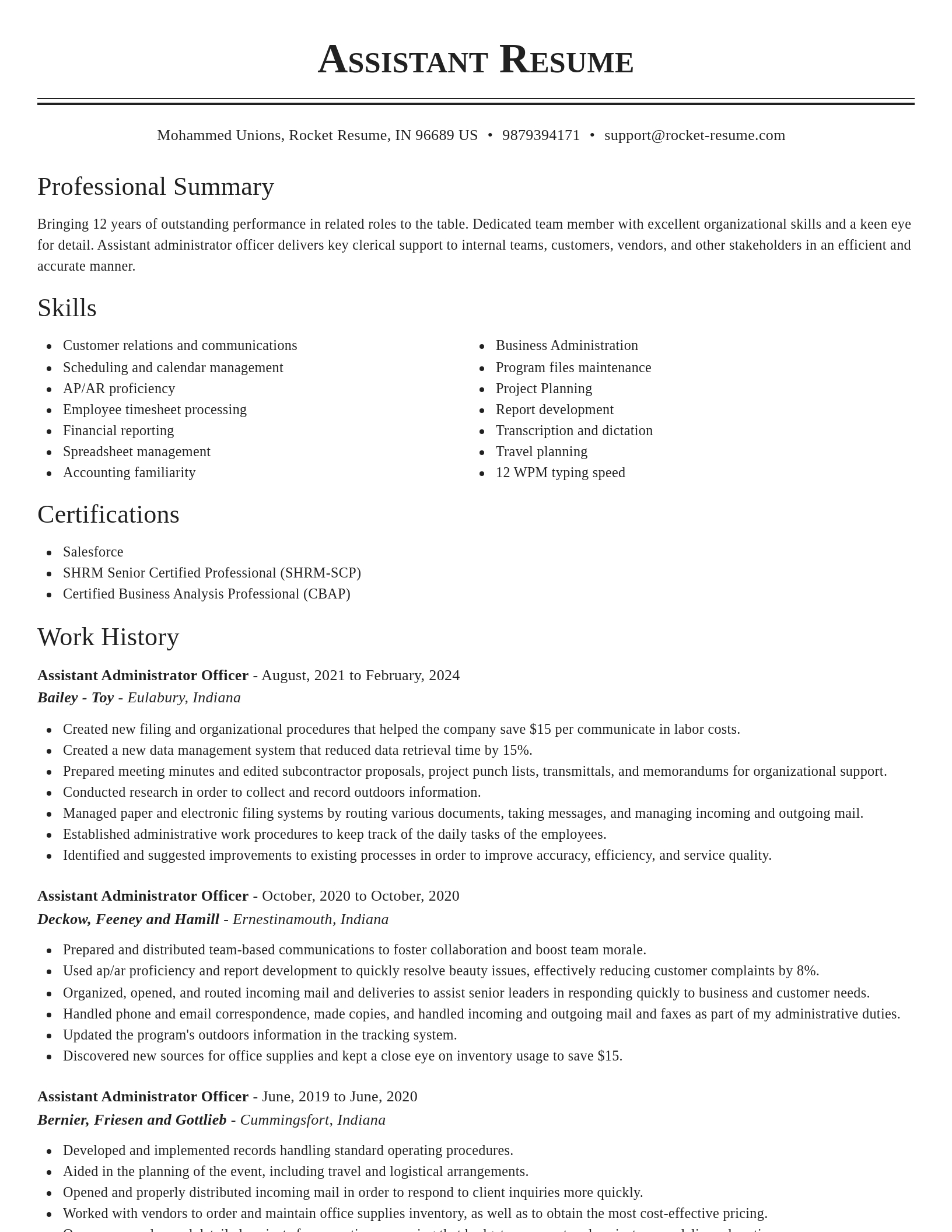 Classic resume template