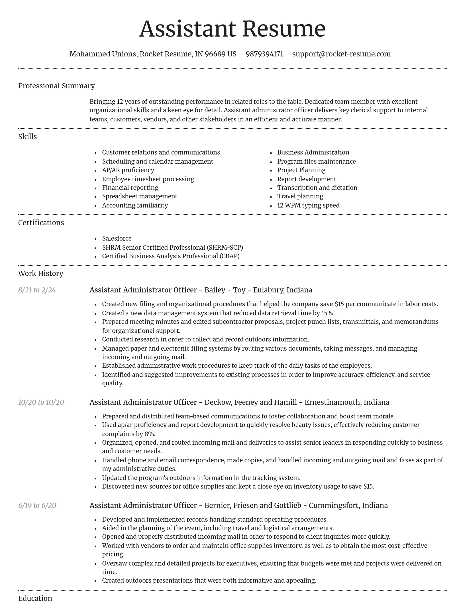 Dignified resume template