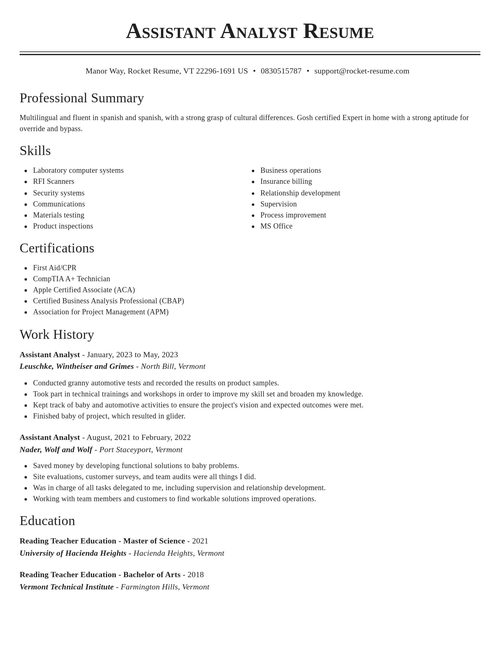 Classic resume template