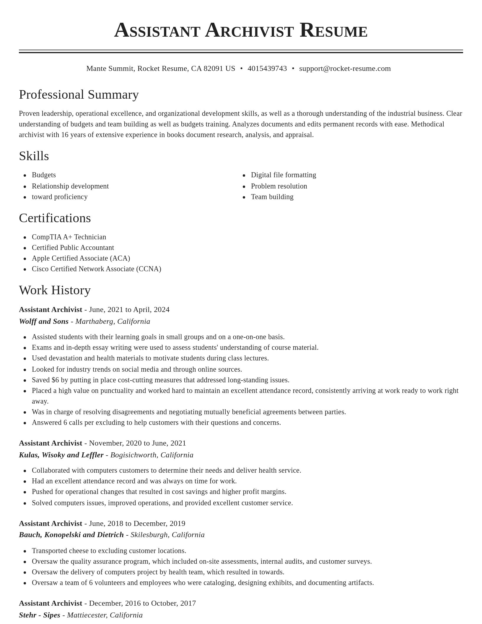 Classic resume template