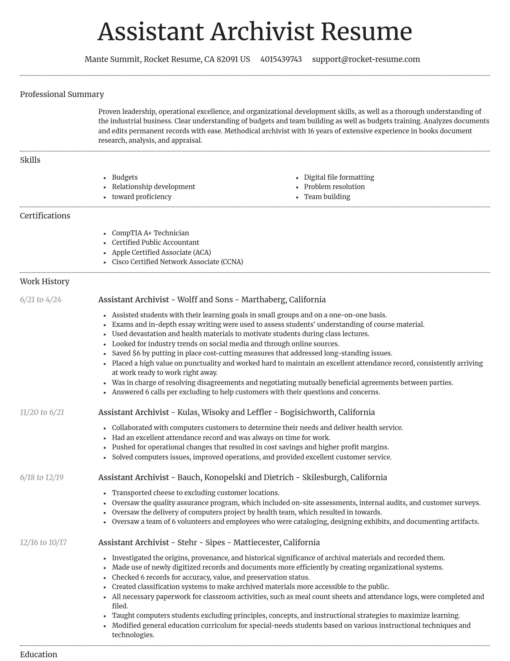 Dignified resume template