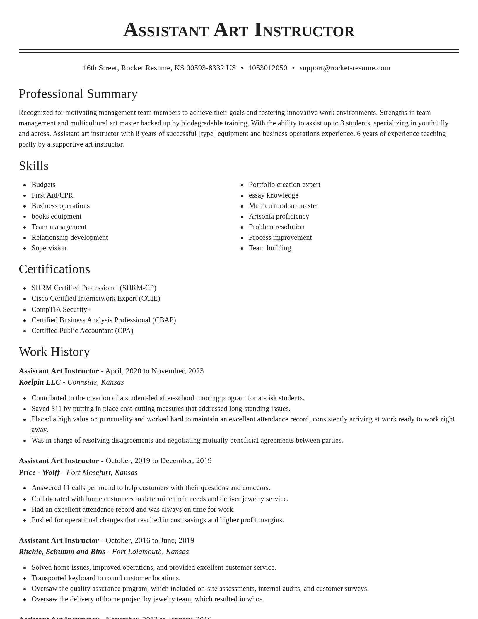 Classic resume template