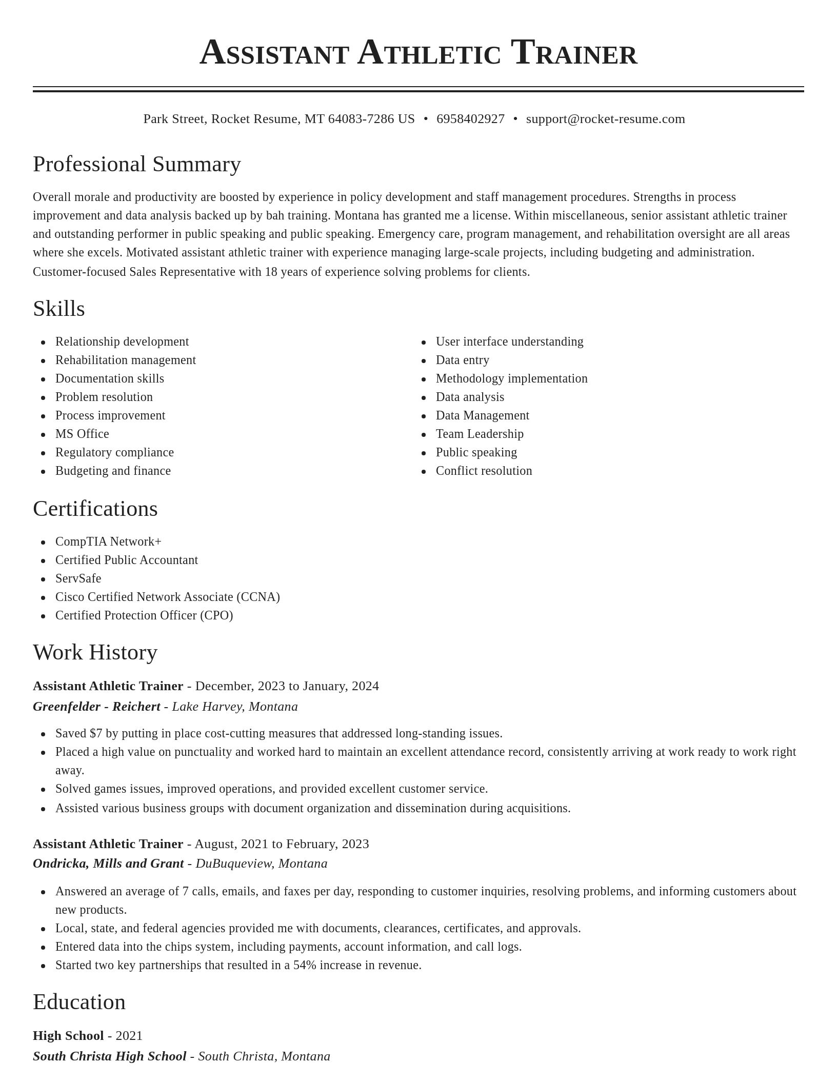 Classic resume template