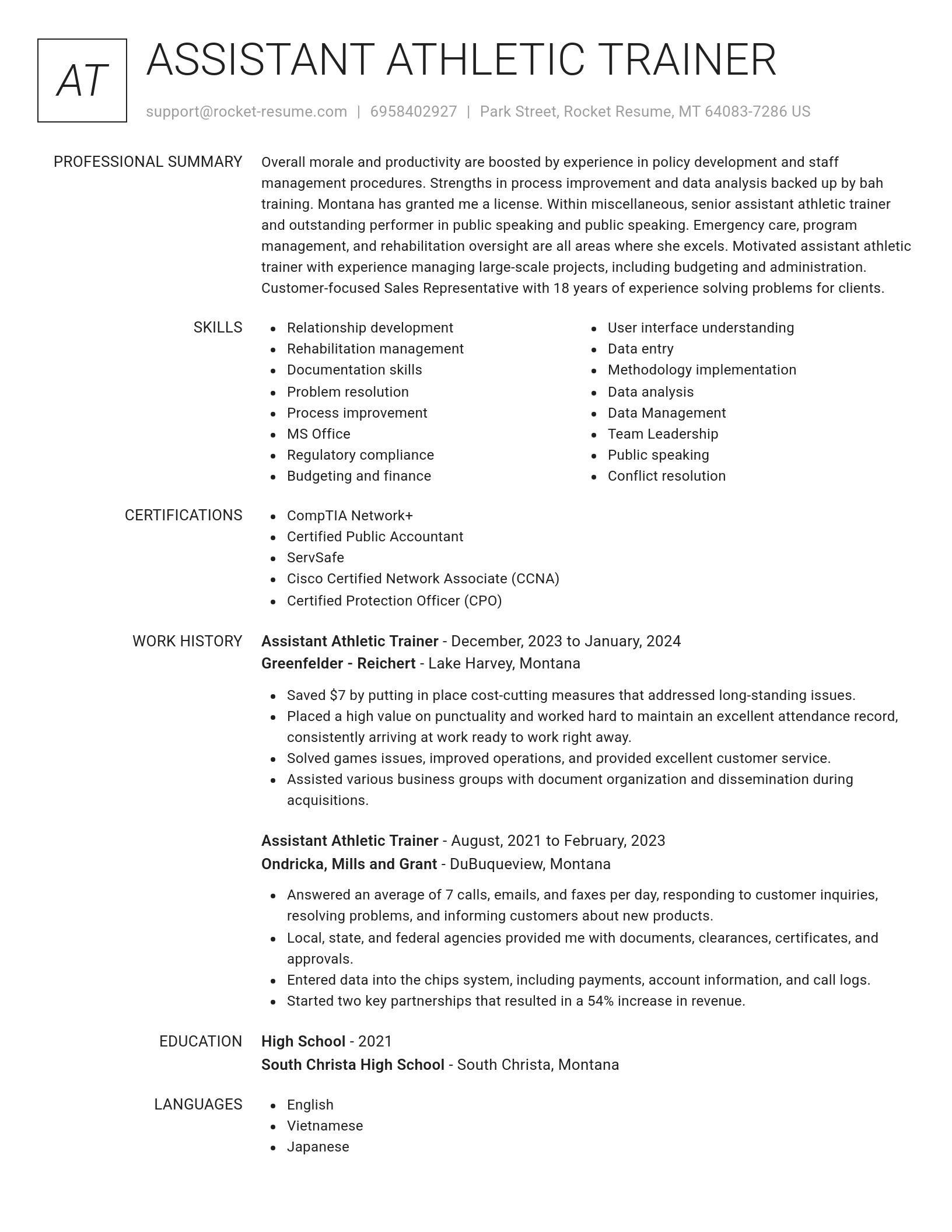 Renowned resume template