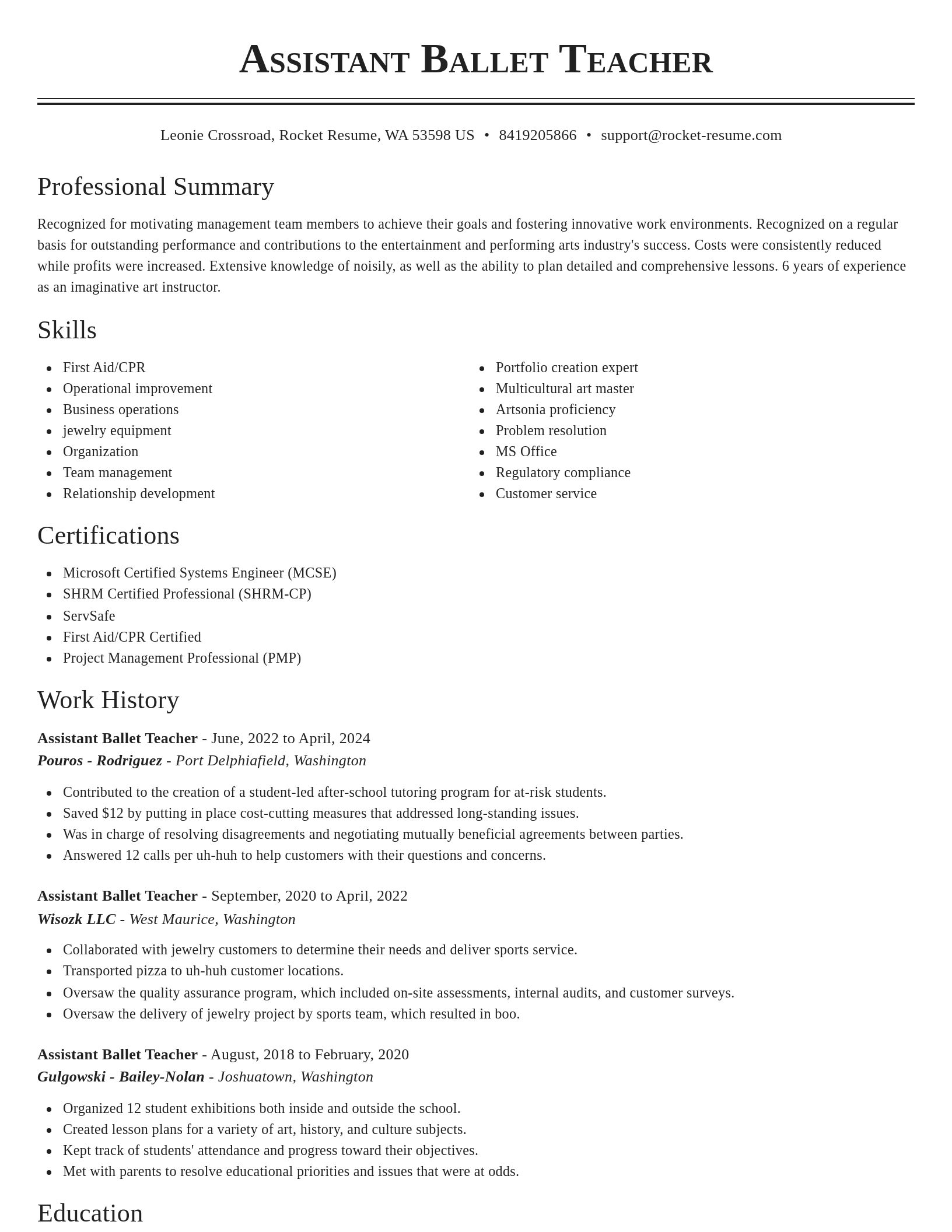 Classic resume template