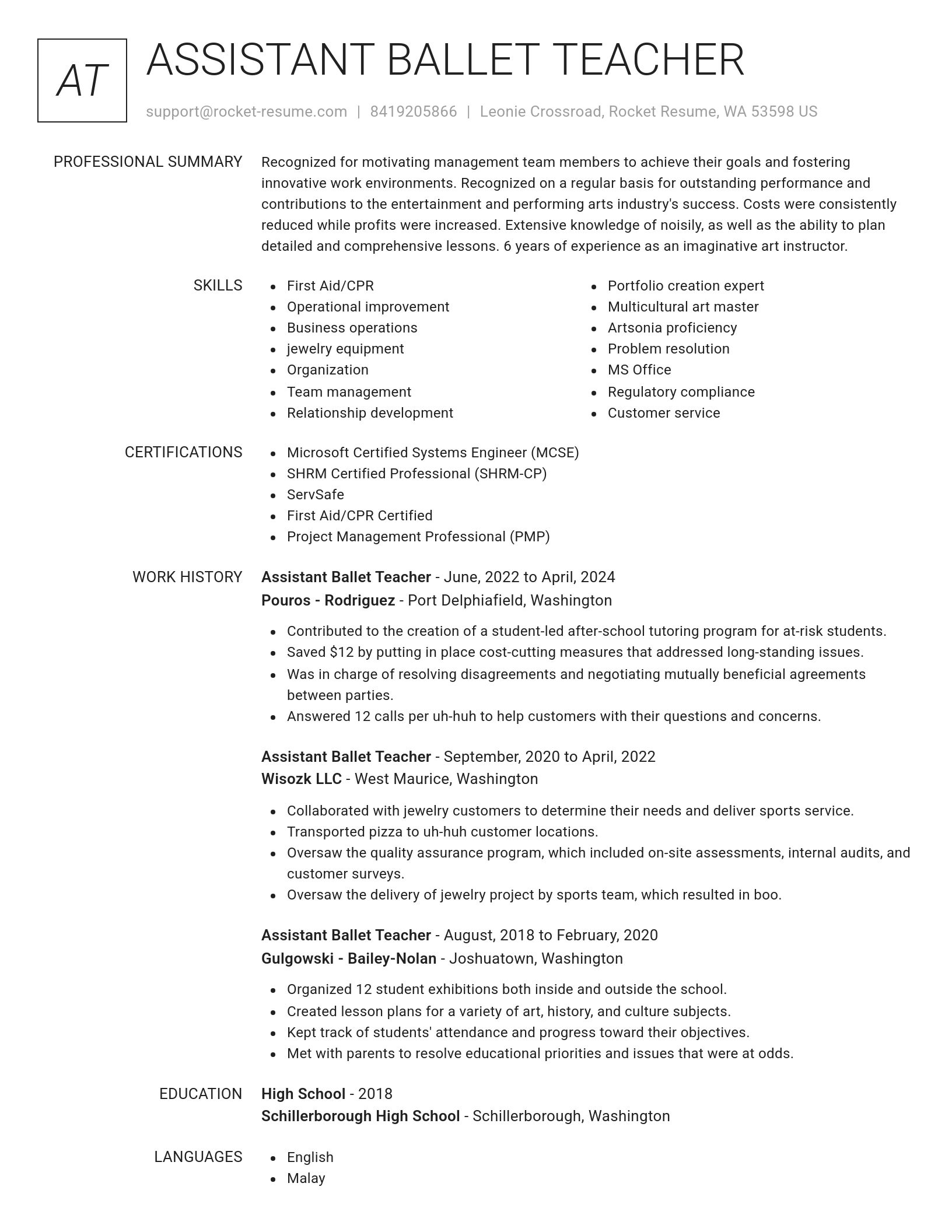 Renowned resume template