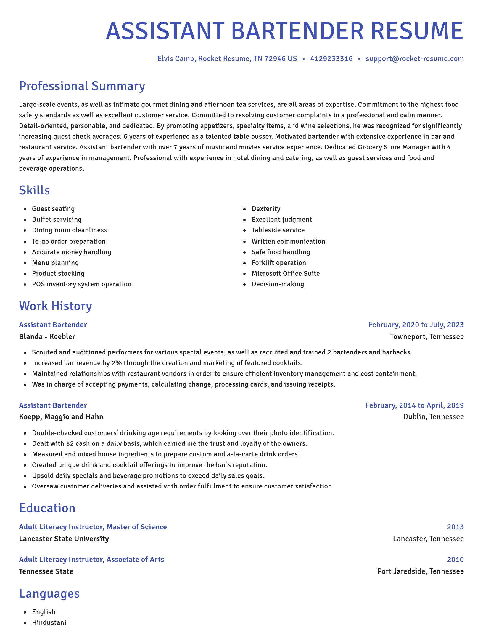 Novel resume template