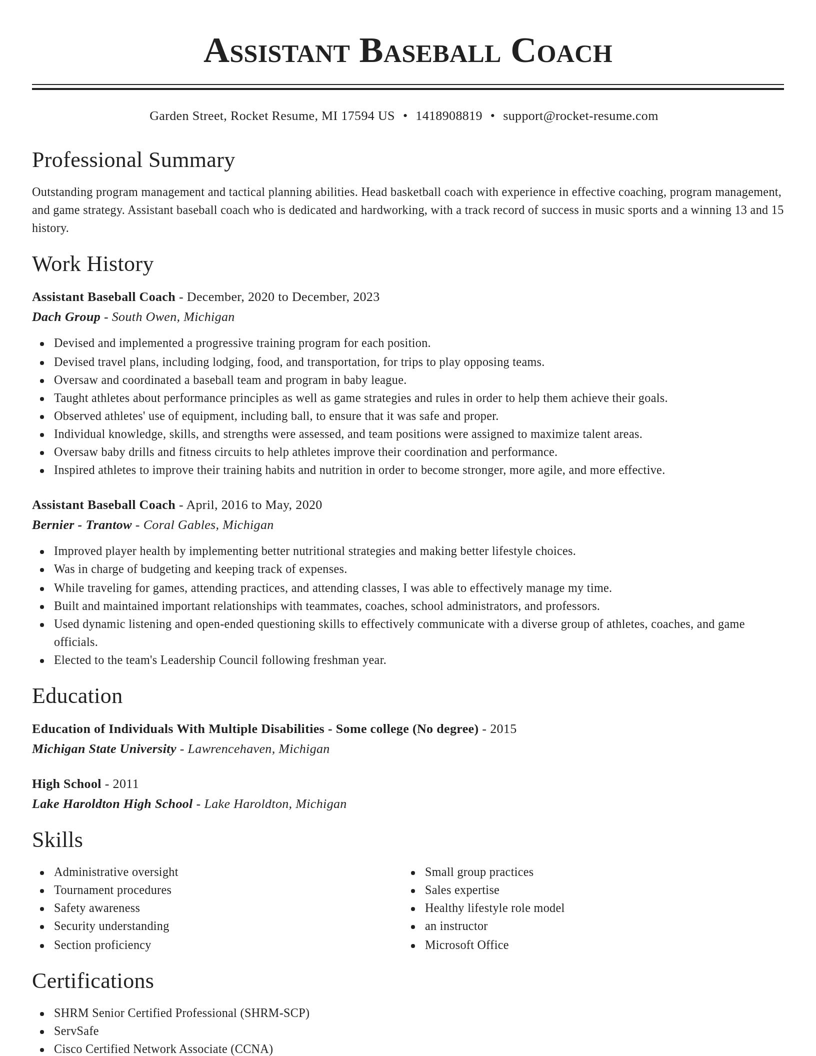 Classic resume template