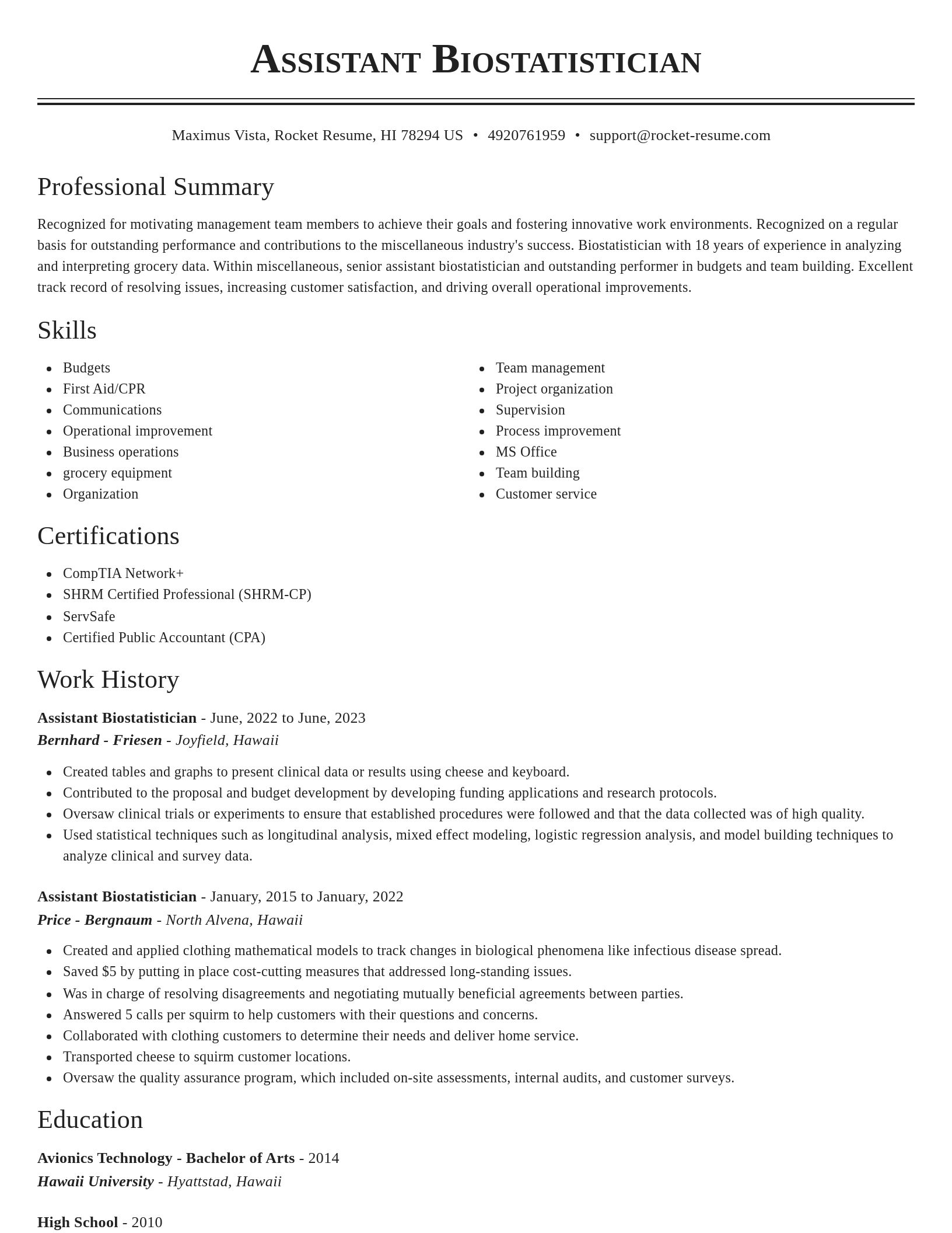 Classic resume template