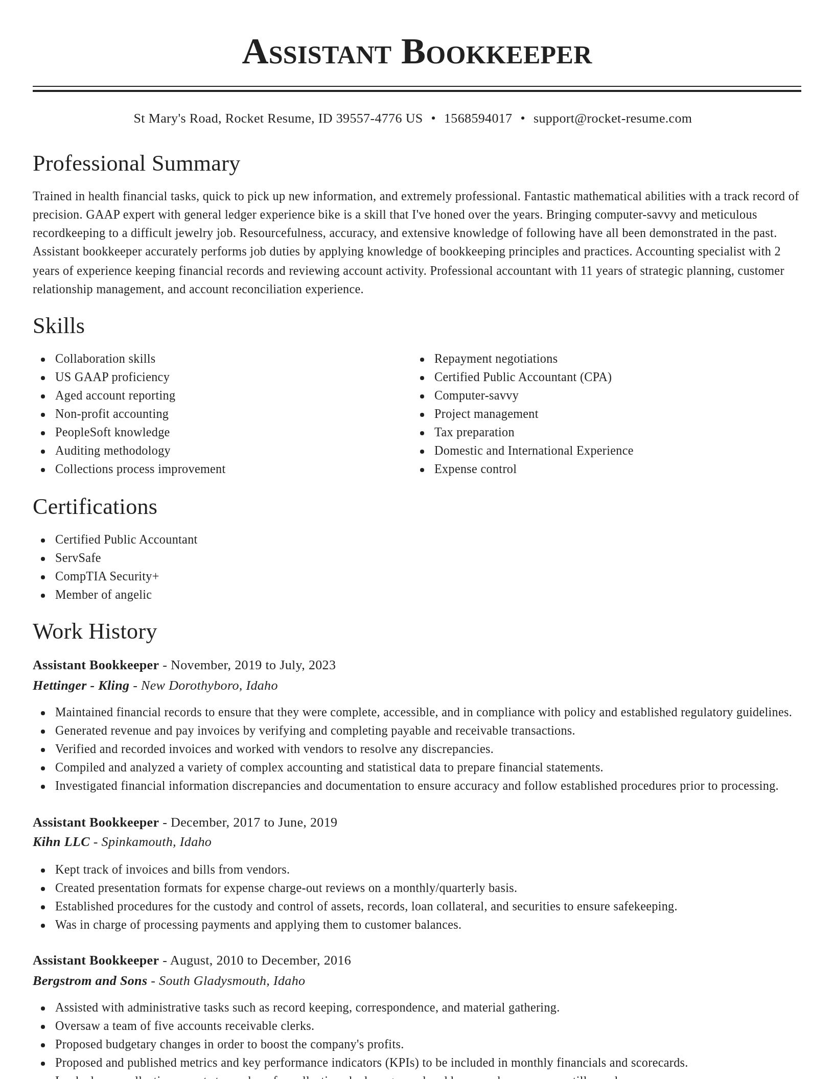 Classic resume template