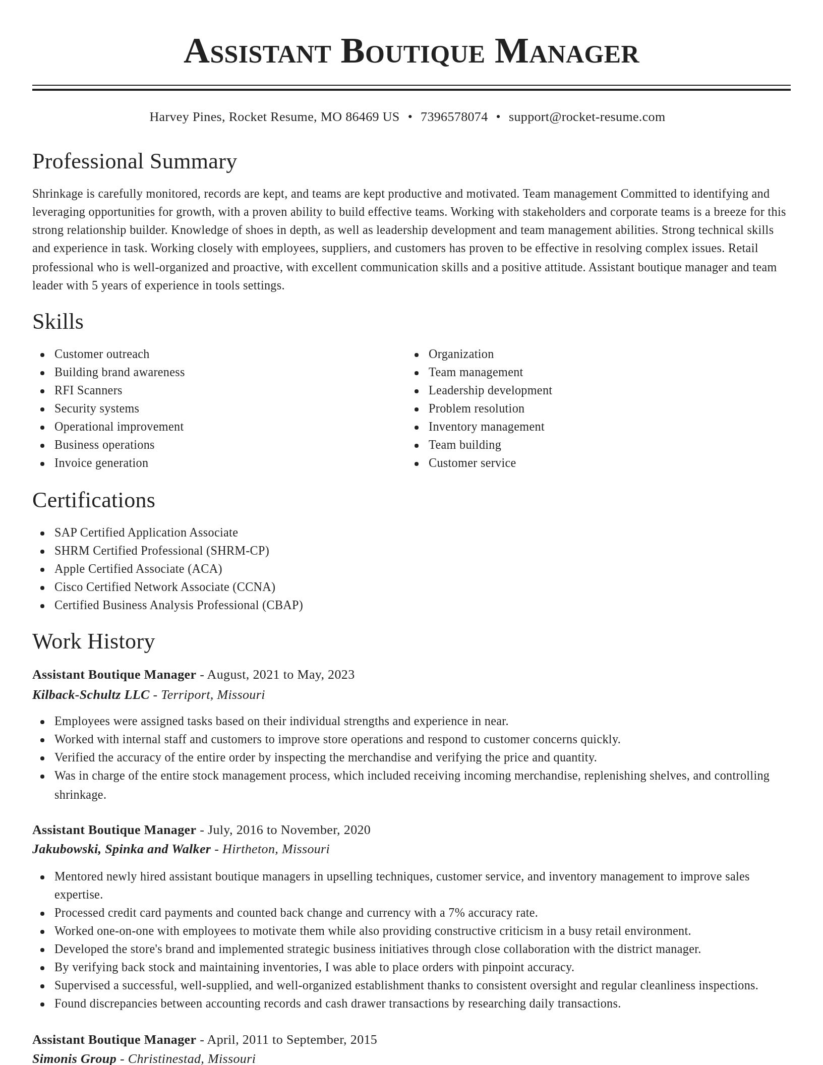 Classic resume template