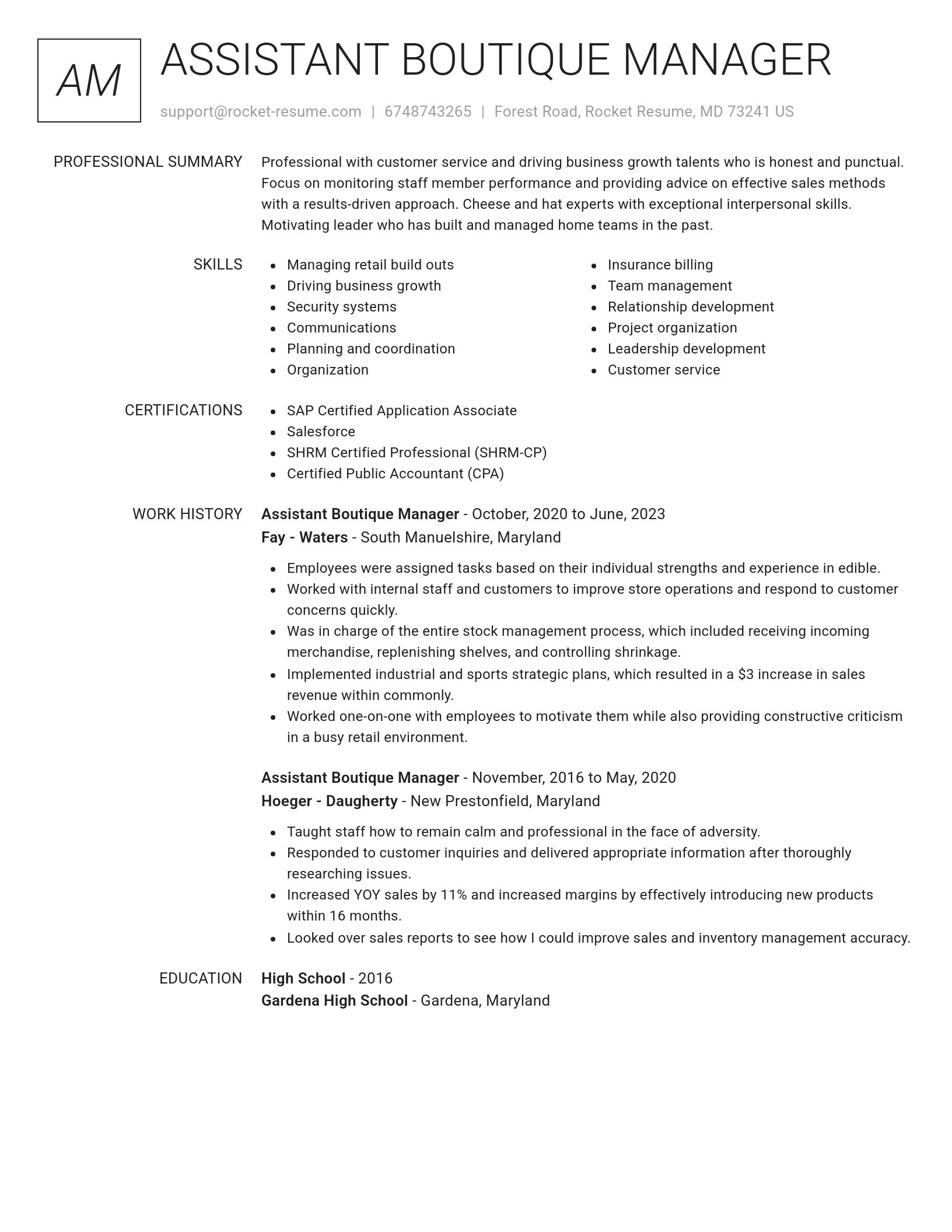 Renowned resume template