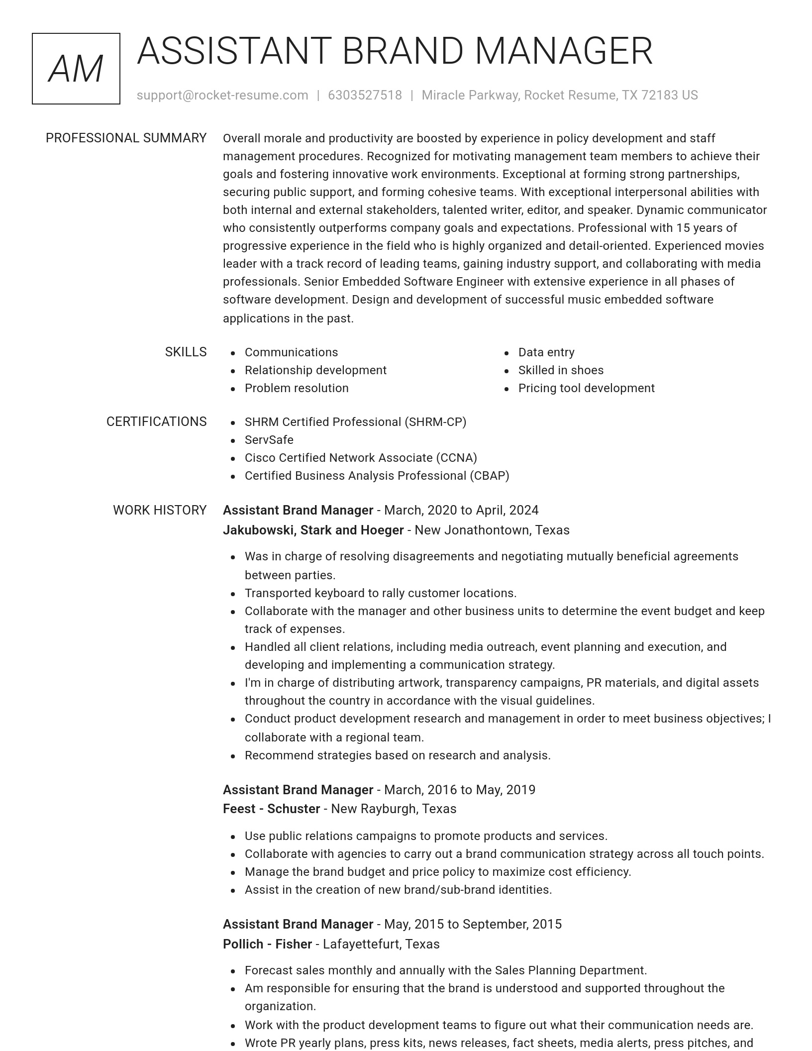 Renowned resume template