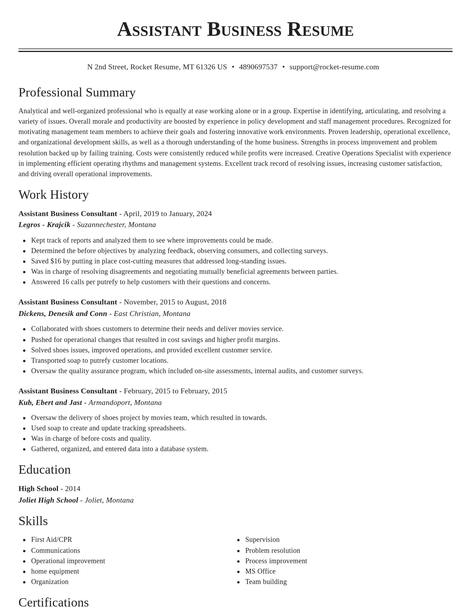 Classic resume template