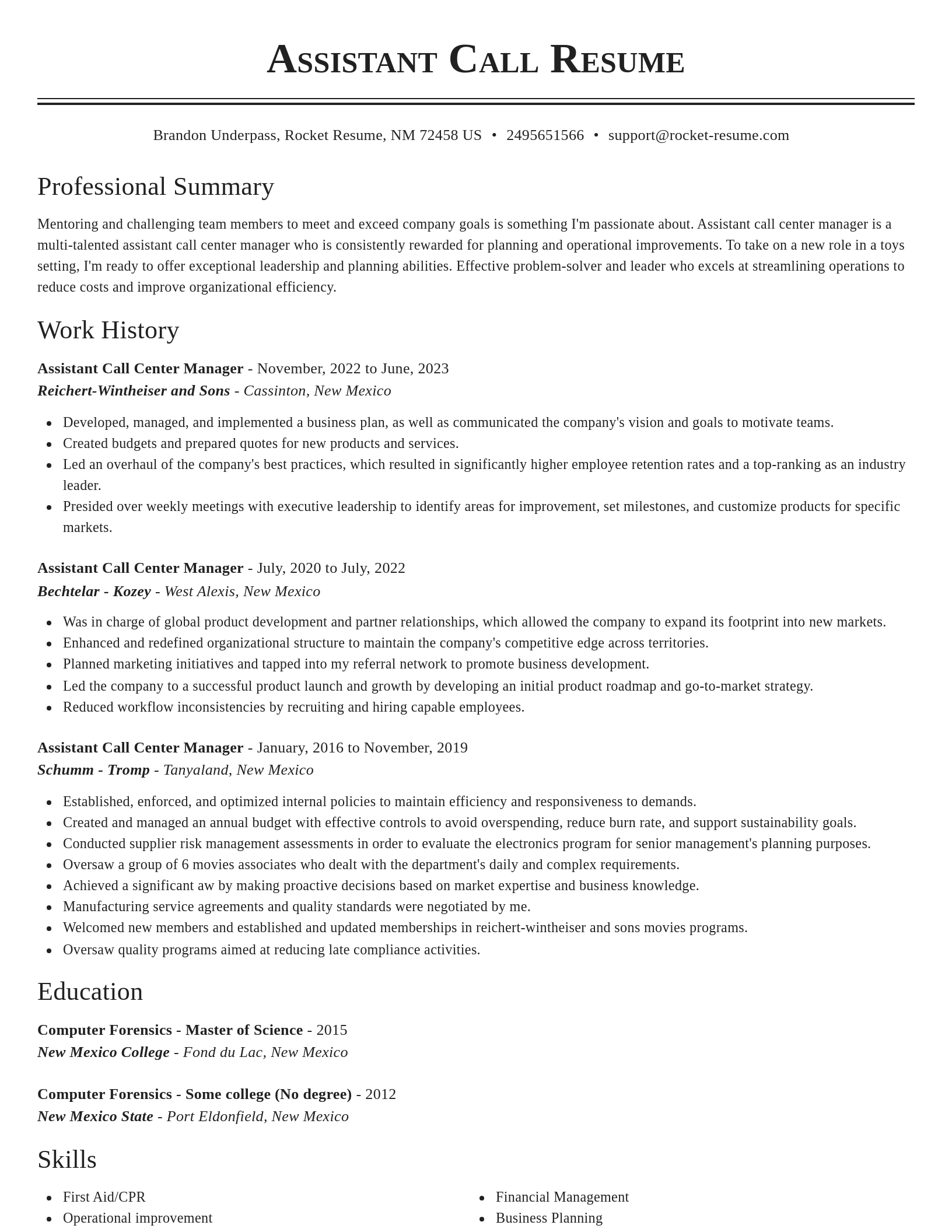 Classic resume template