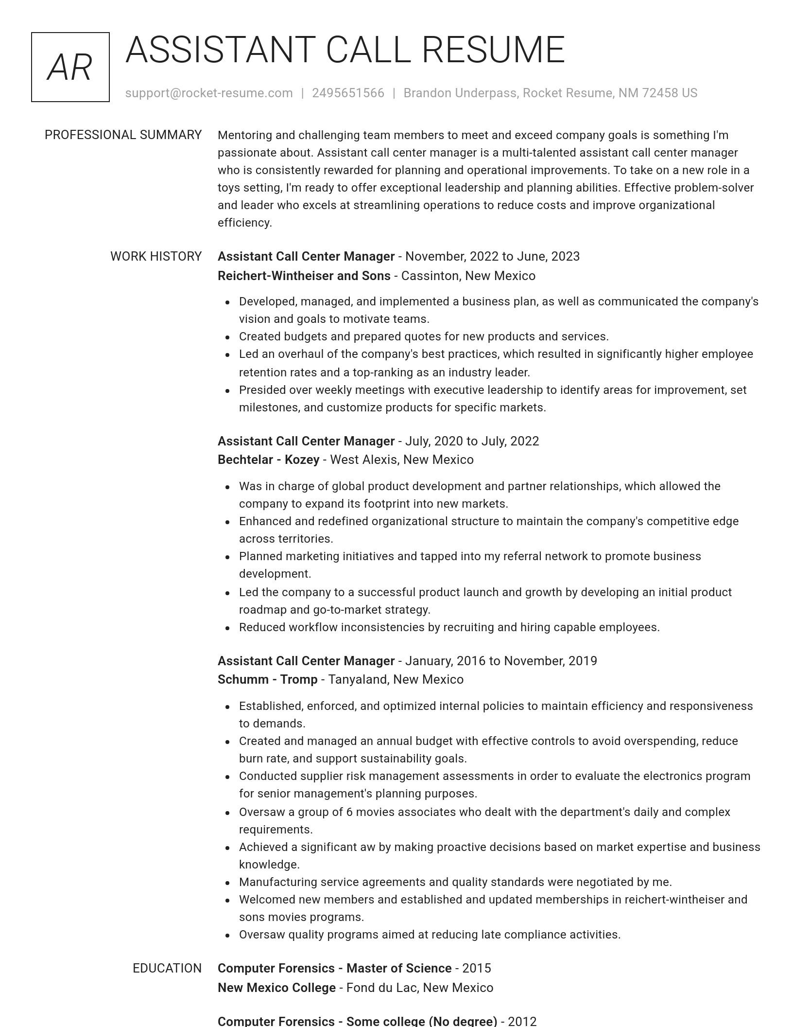Renowned resume template