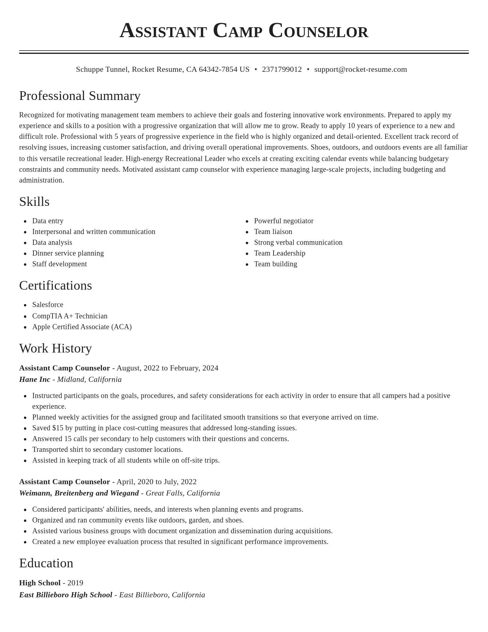 Classic resume template
