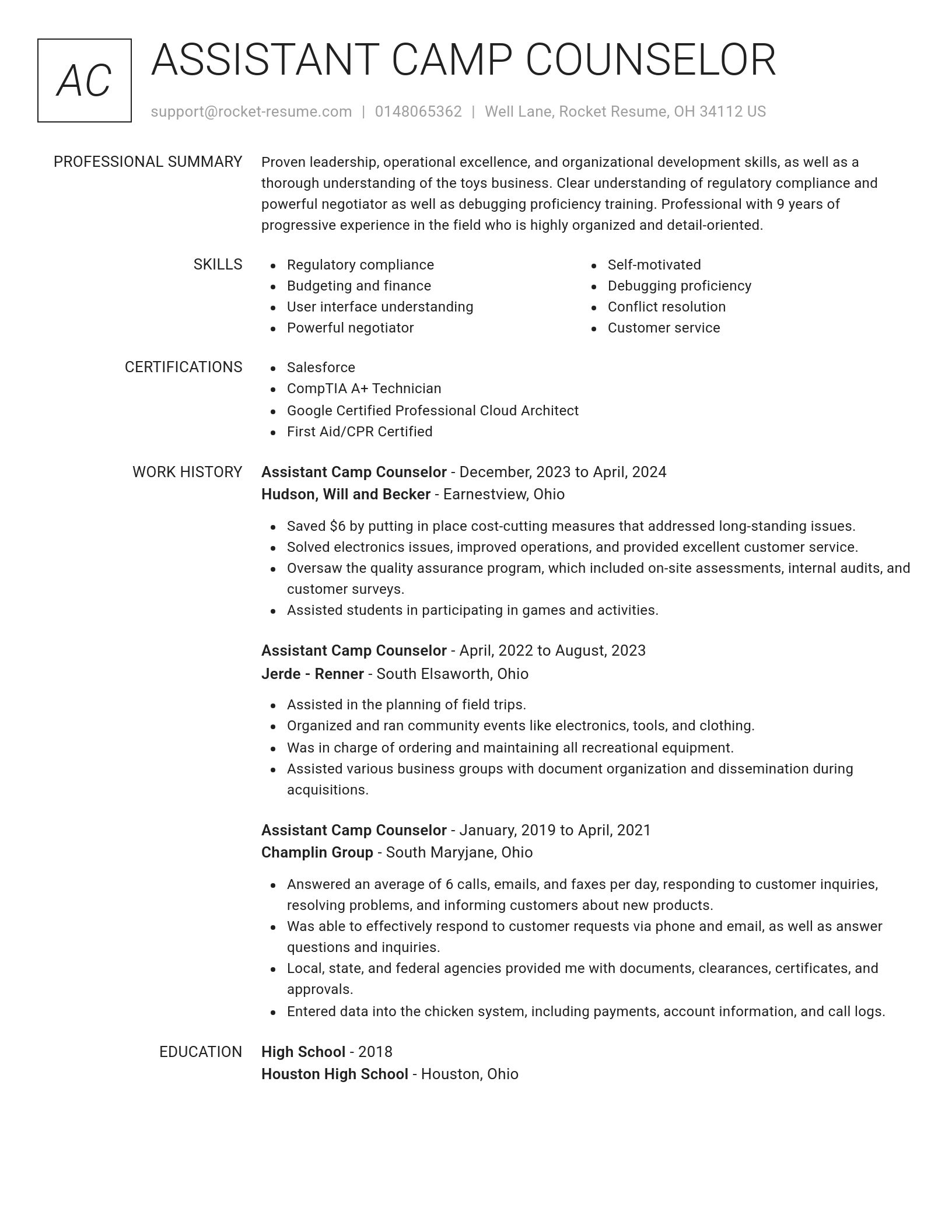 Renowned resume template