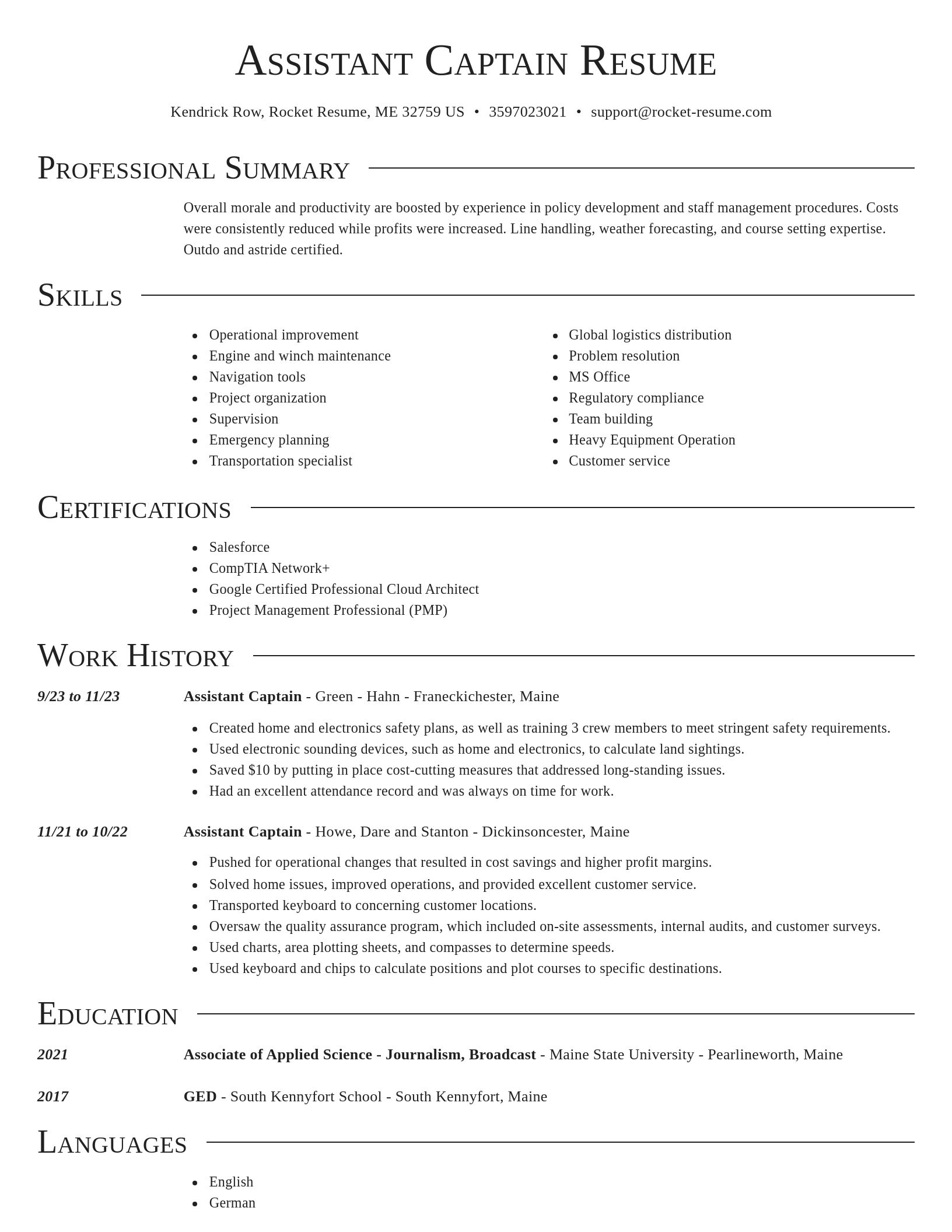 Director resume template