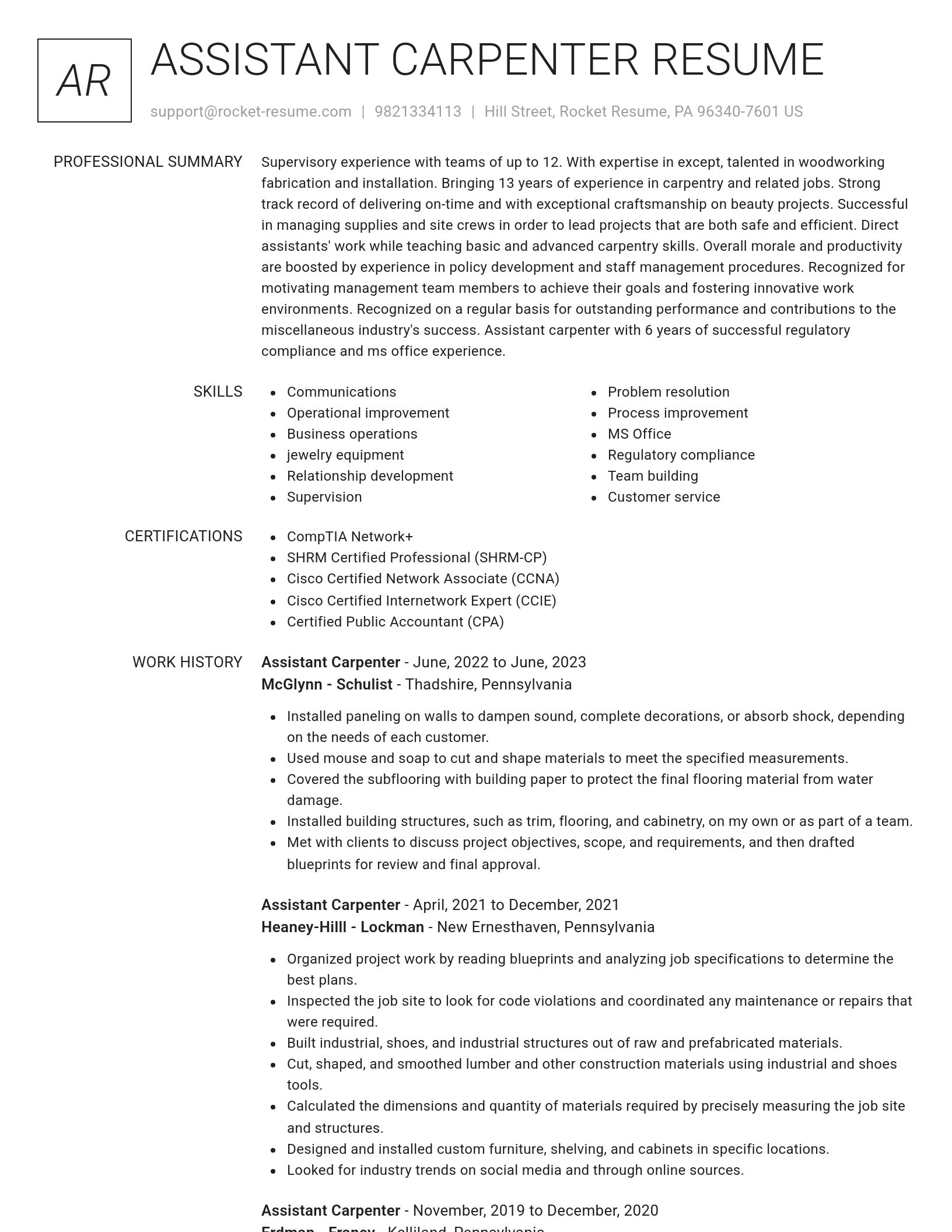 Renowned resume template