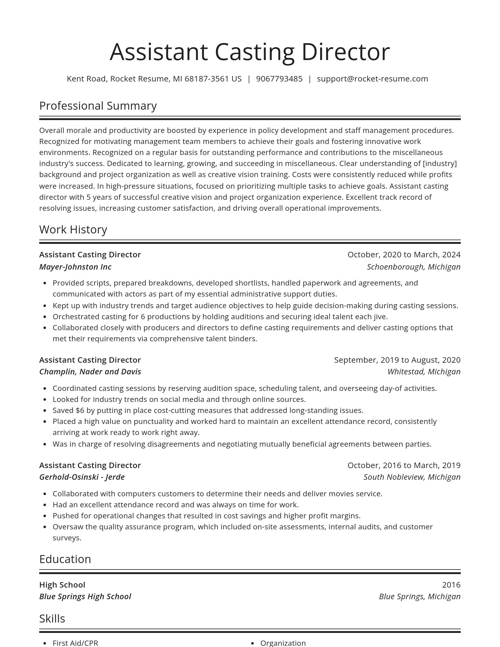 Spotlight resume template