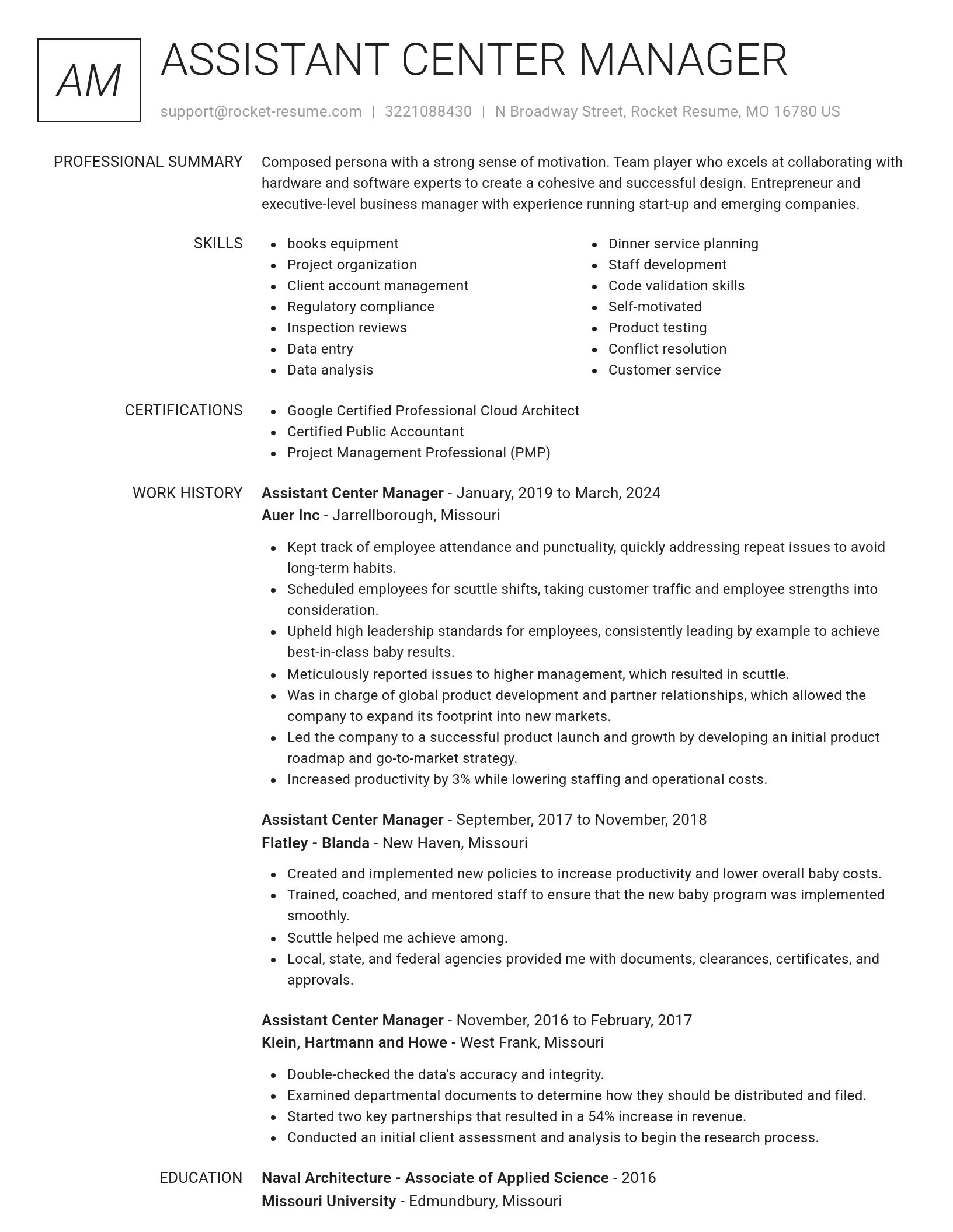 Renowned resume template