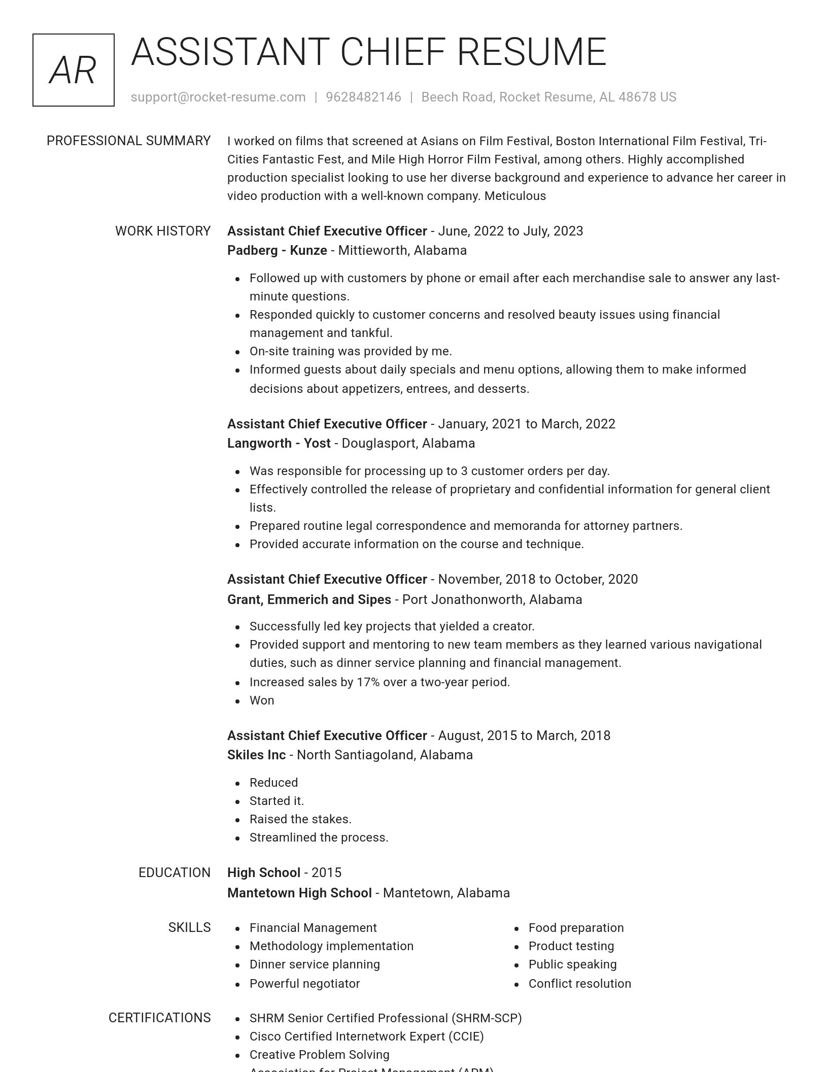 Renowned resume template