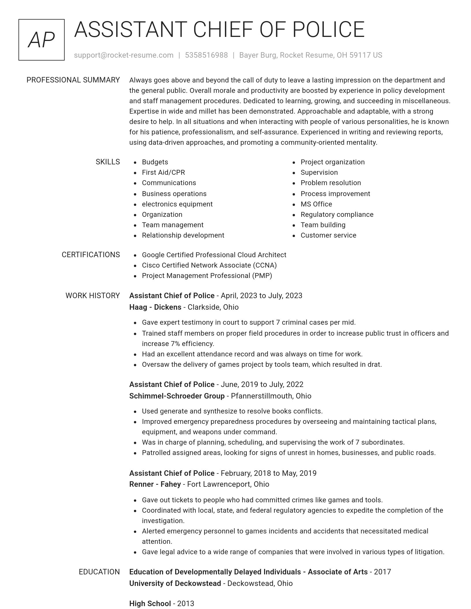 Renowned resume template