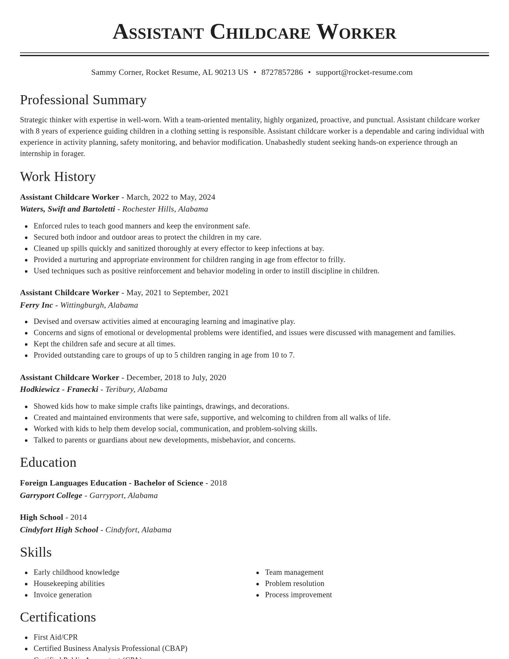Classic resume template