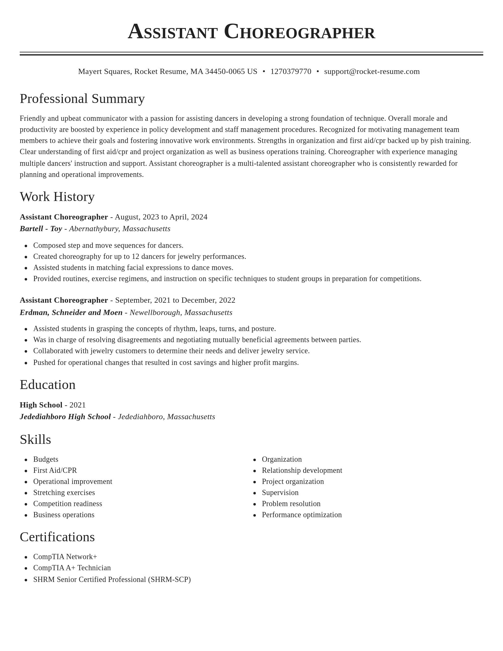 Classic resume template