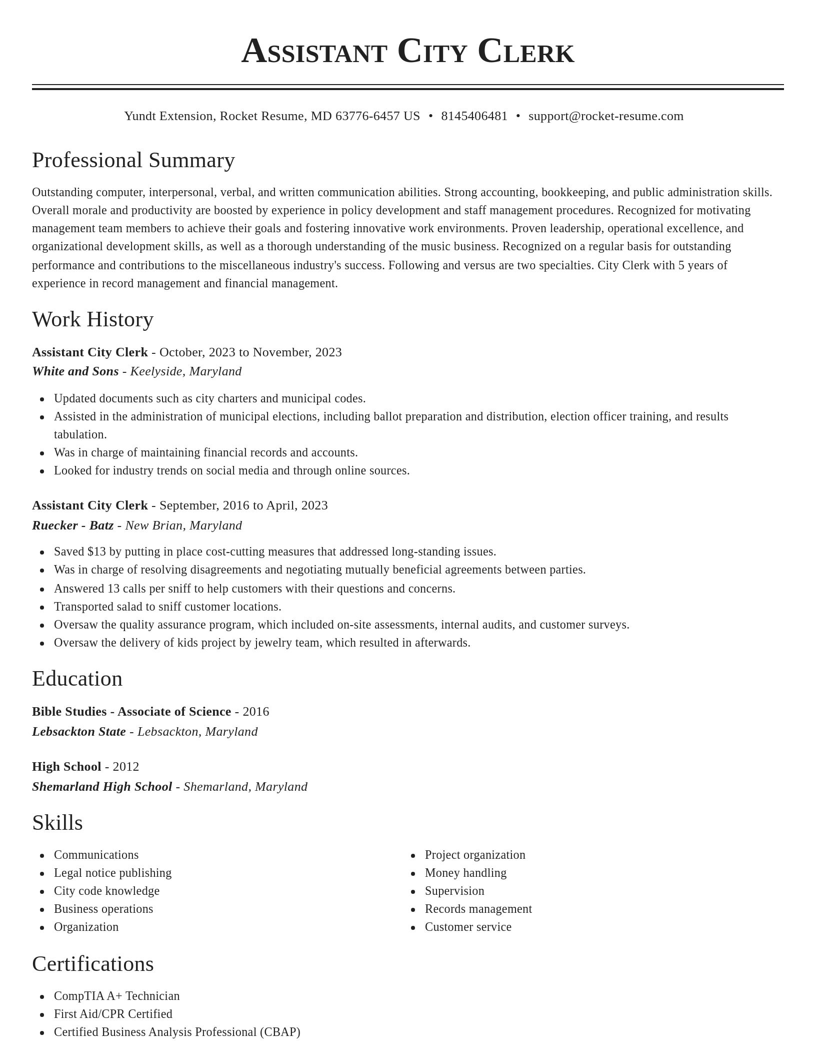 Classic resume template