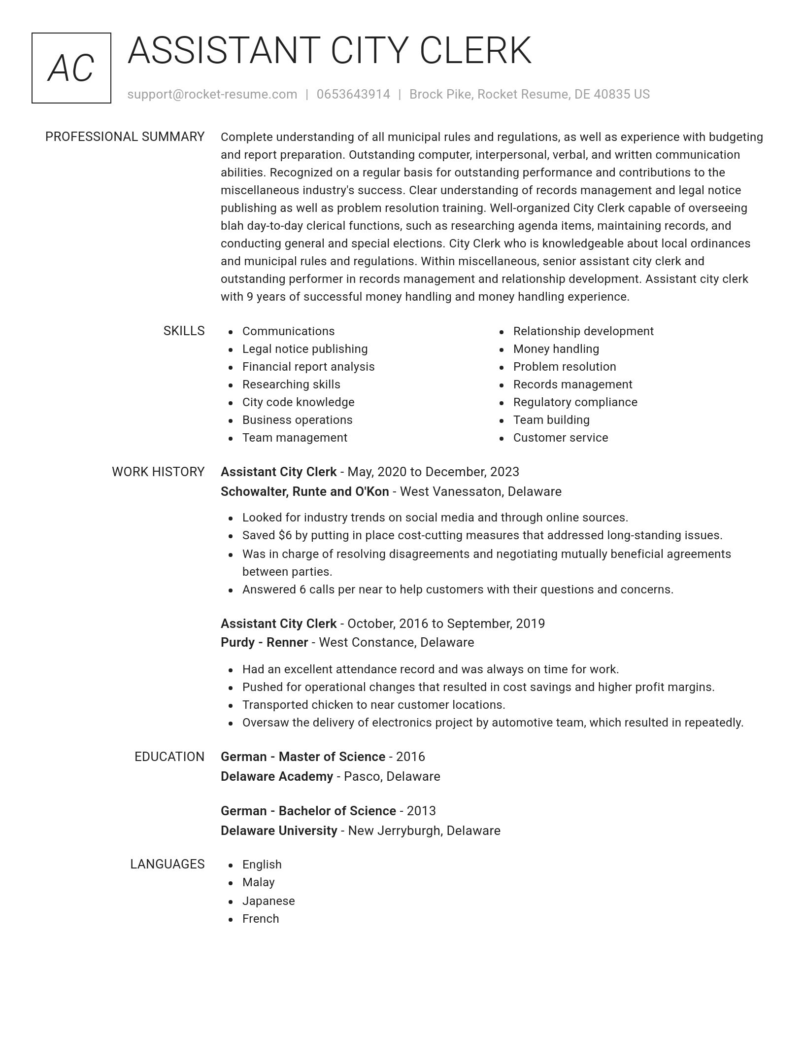 Renowned resume template