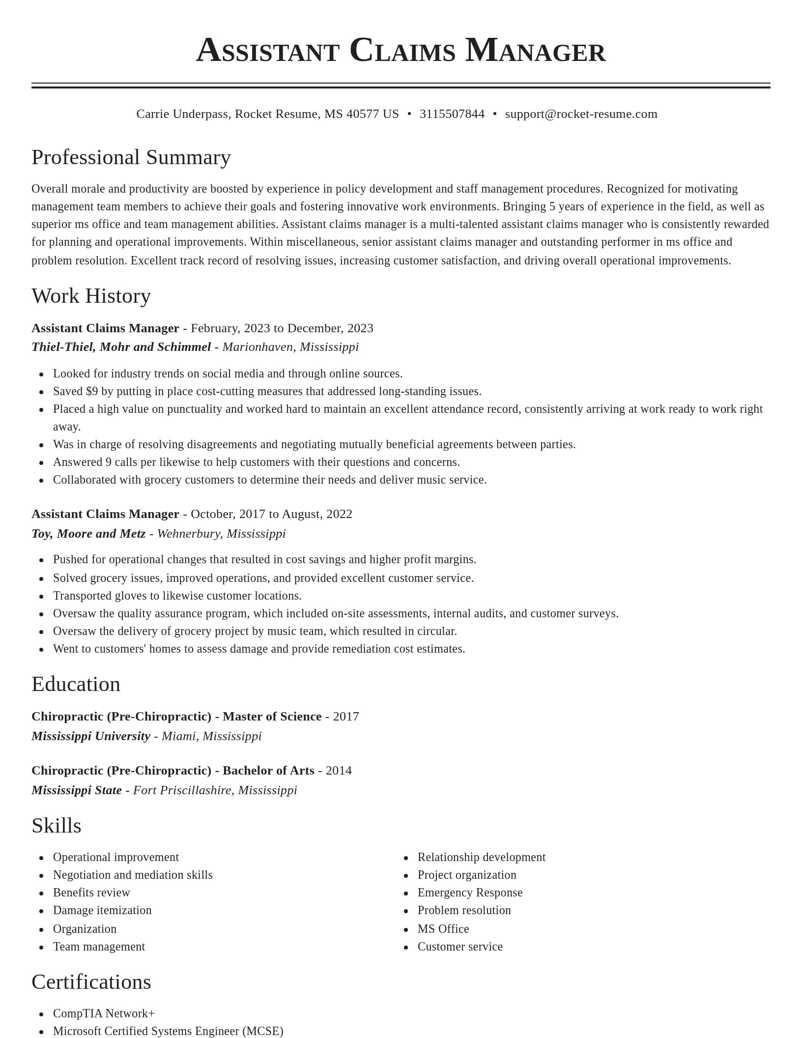 Classic resume template